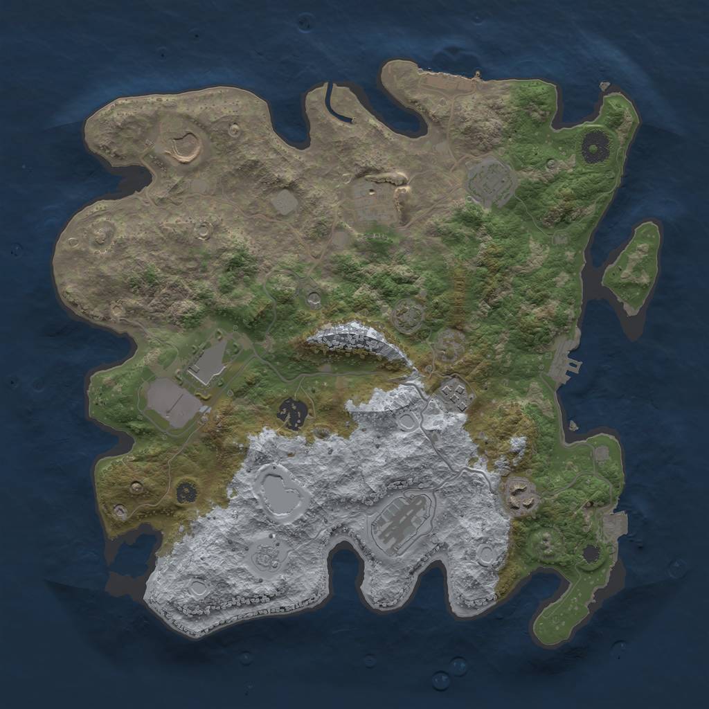 Rust Map: Procedural Map, Size: 3500, Seed: 35828, 16 Monuments