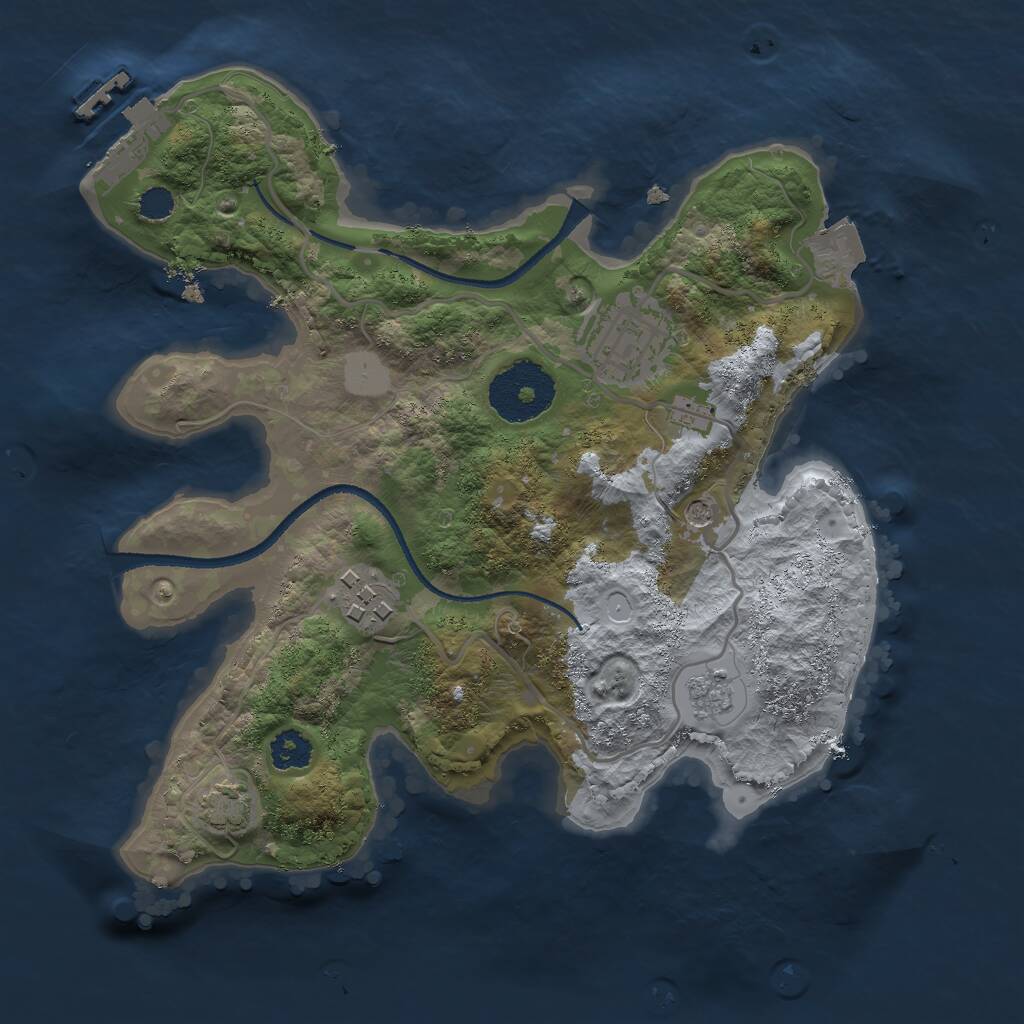 Rust Map: Procedural Map, Size: 2500, Seed: 1549848526, 7 Monuments