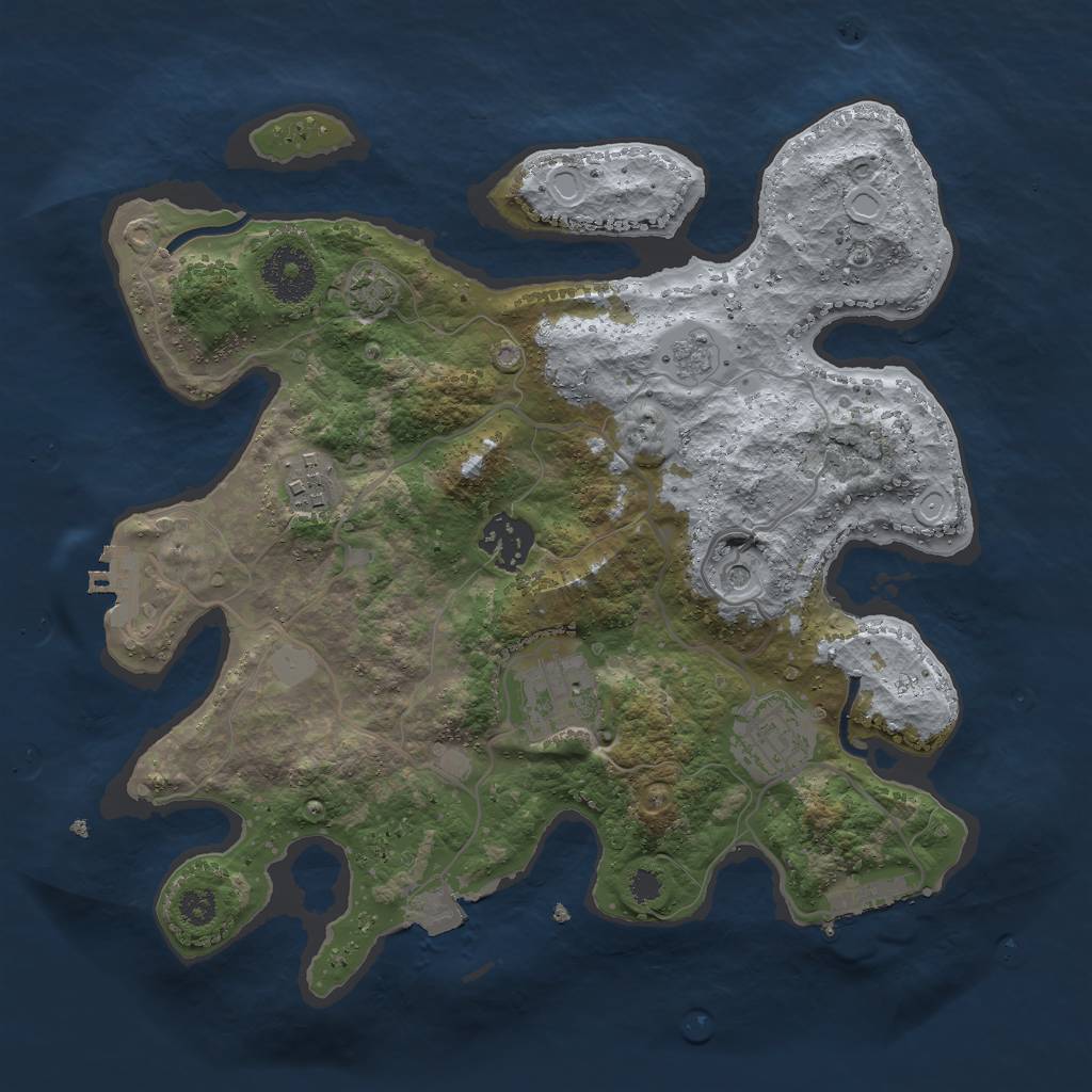 Rust Map: Procedural Map, Size: 3000, Seed: 345549981, 12 Monuments