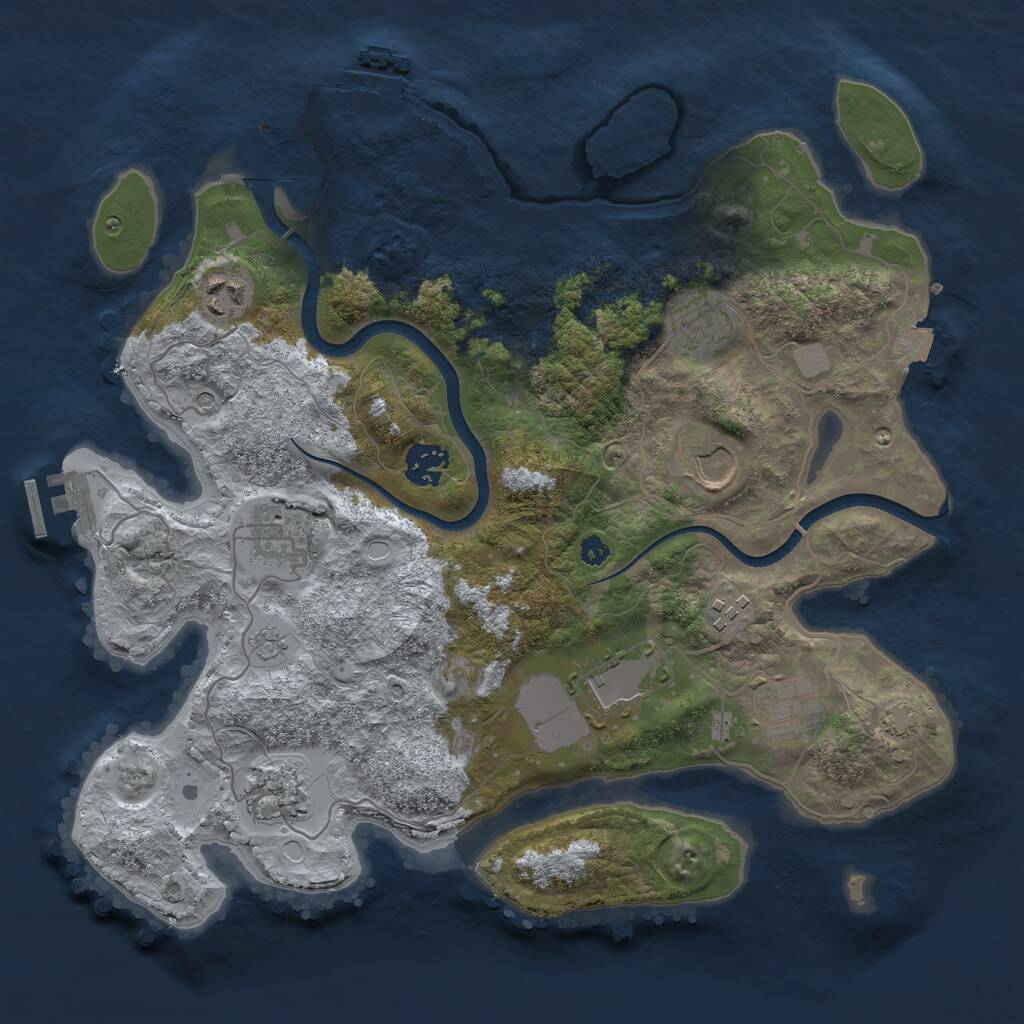 Rust Map: Procedural Map, Size: 3500, Seed: 712501445, 15 Monuments