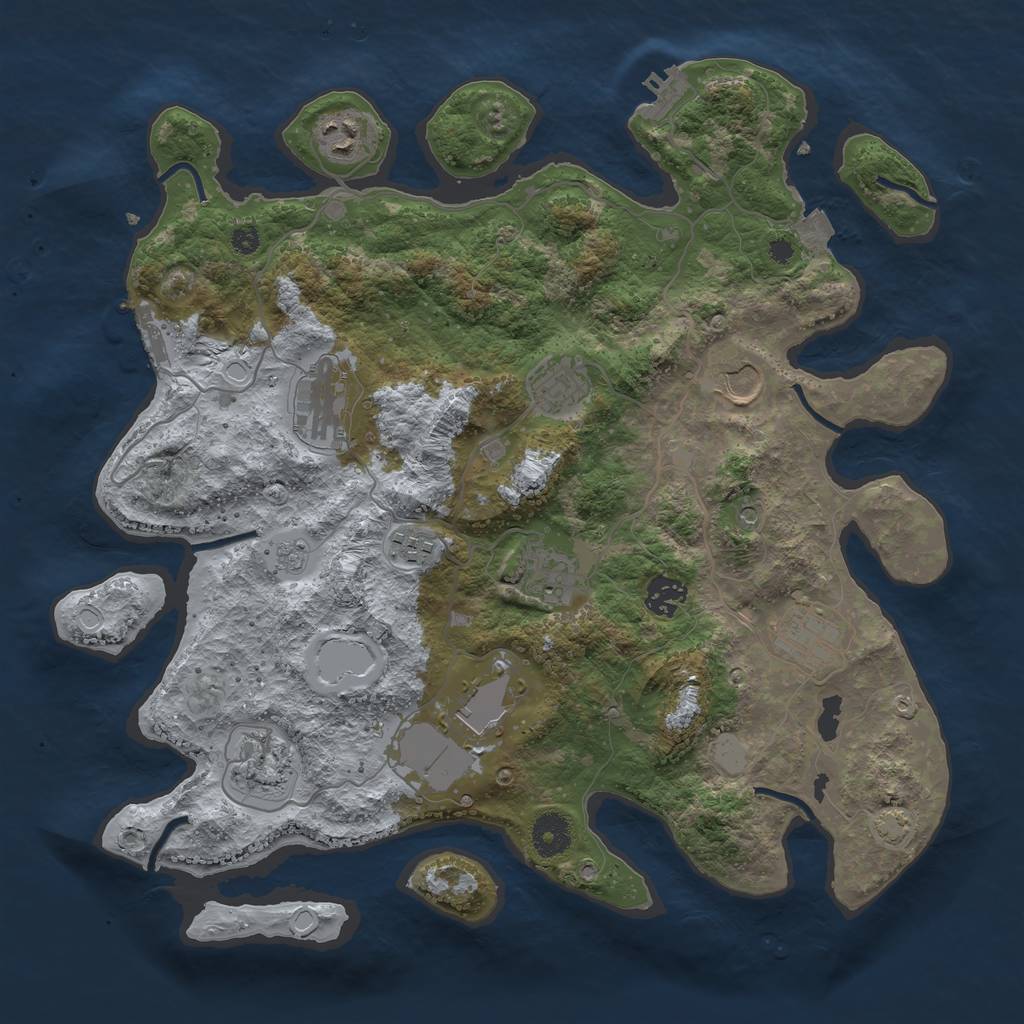 Rust Map: Procedural Map, Size: 3750, Seed: 1236514608, 18 Monuments