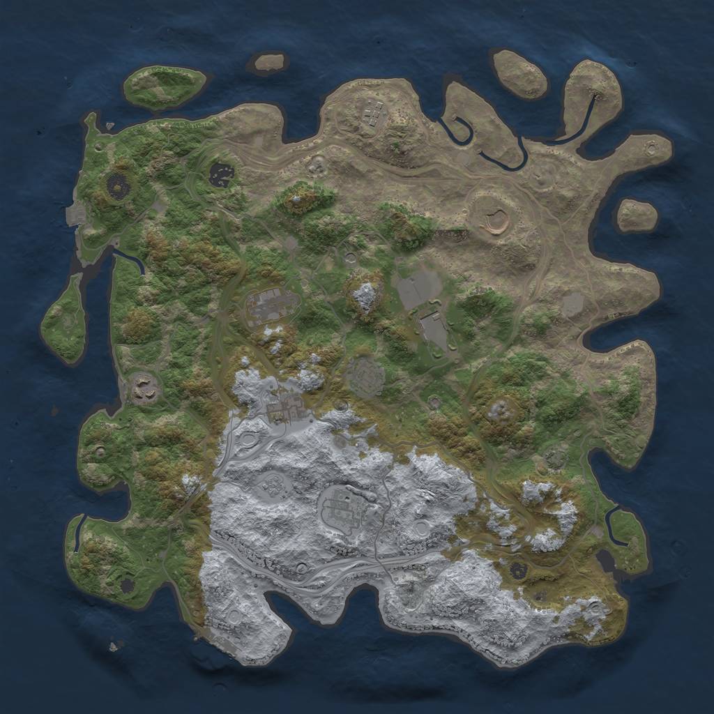 Rust Map: Procedural Map, Size: 4250, Seed: 33522084, 16 Monuments