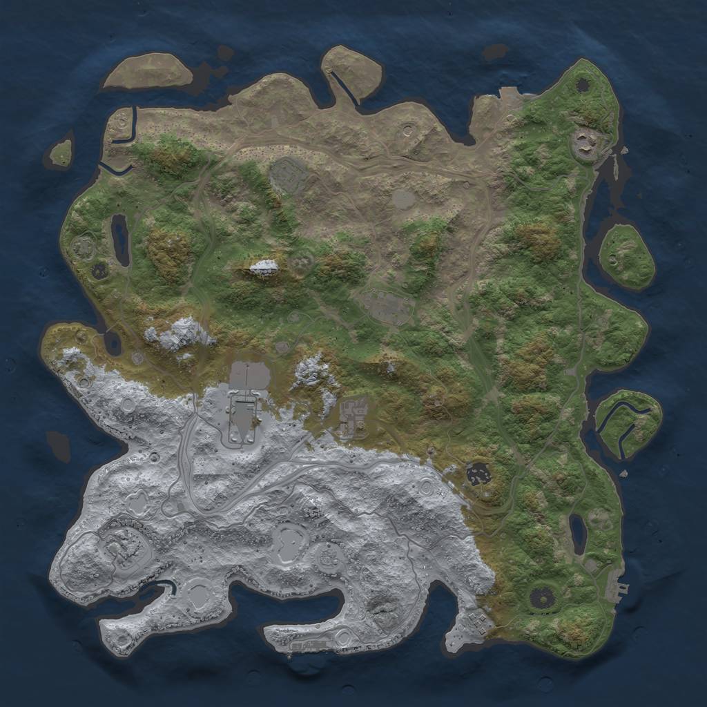 Rust Map: Procedural Map, Size: 4500, Seed: 296781552, 16 Monuments