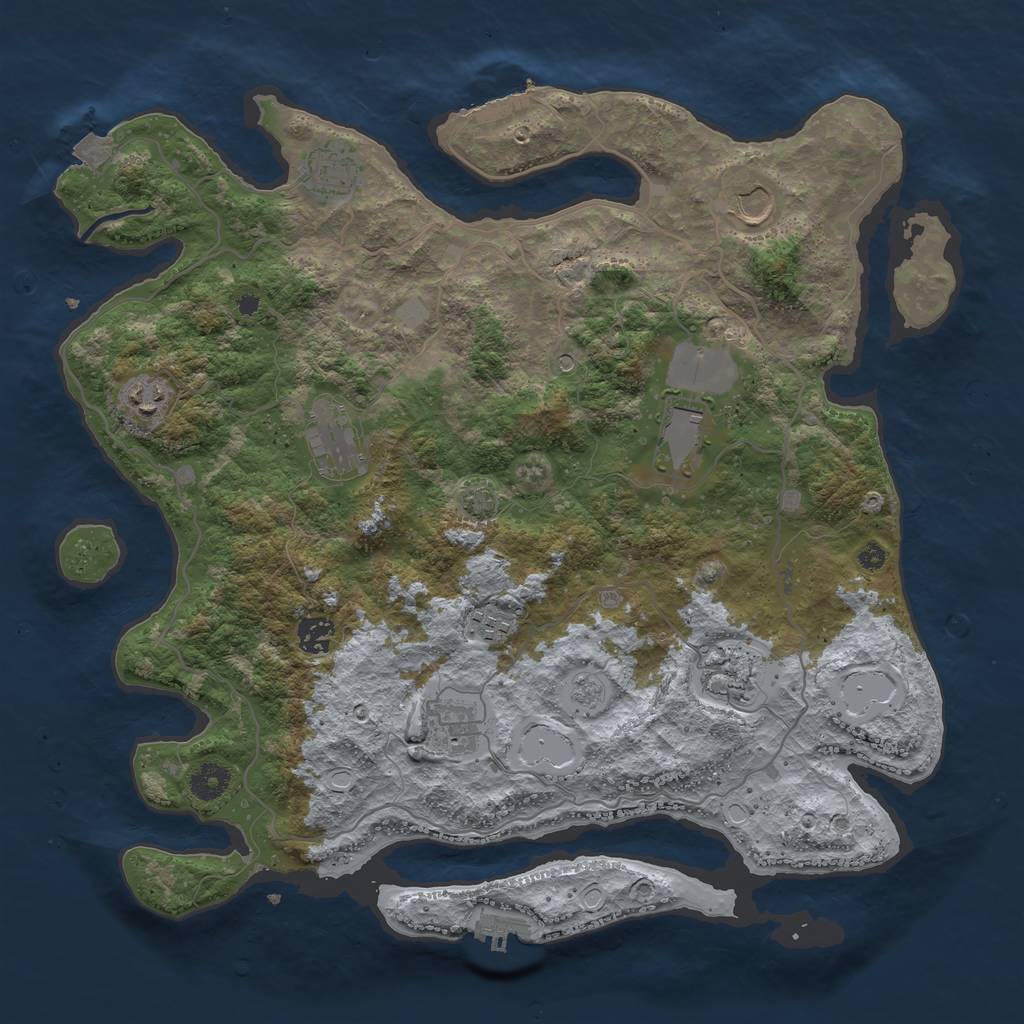 Rust Map: Procedural Map, Size: 4000, Seed: 447931366, 17 Monuments