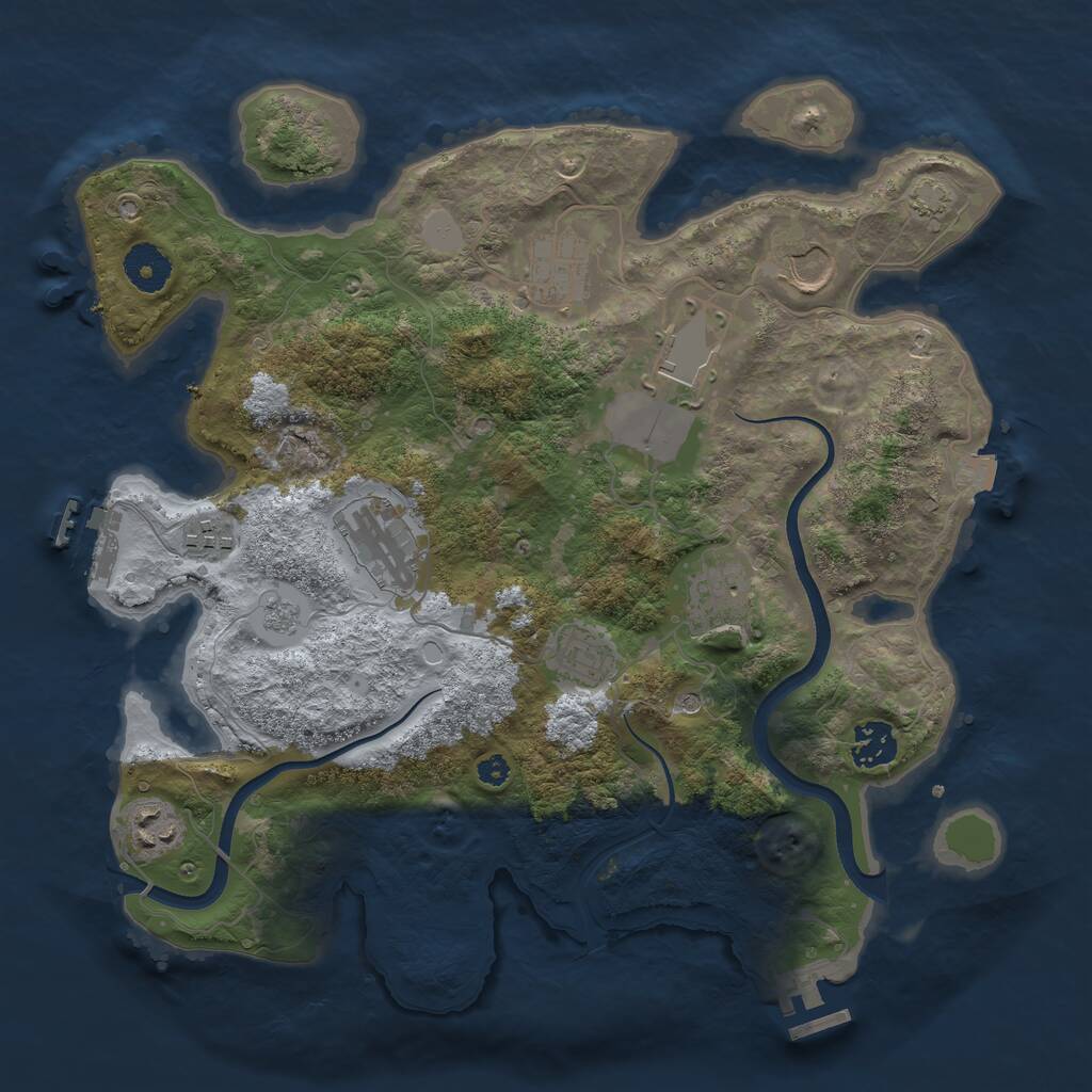 Rust Map: Procedural Map, Size: 3500, Seed: 813651975, 15 Monuments