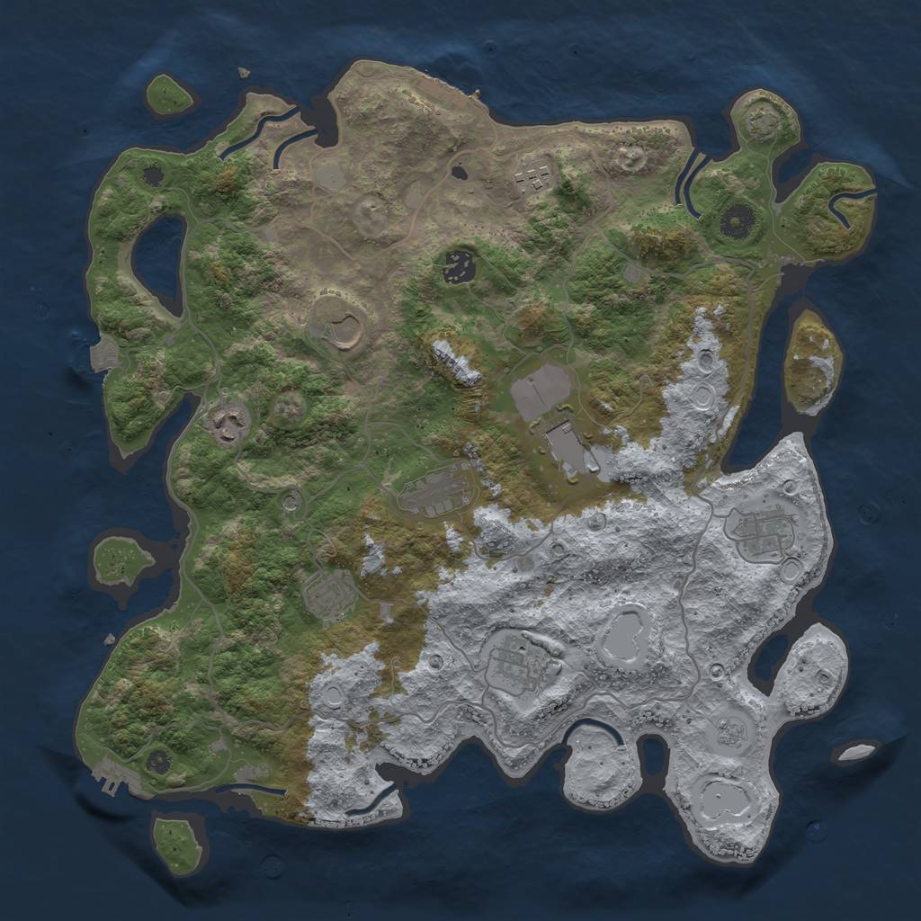 Rust Map: Procedural Map, Size: 4000, Seed: 591249630, 17 Monuments