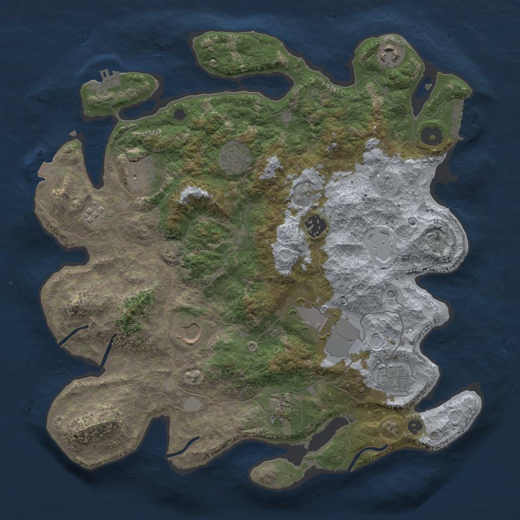 Rust Map: Procedural Map, Size: 3750, Seed: 474654881, 17 Monuments
