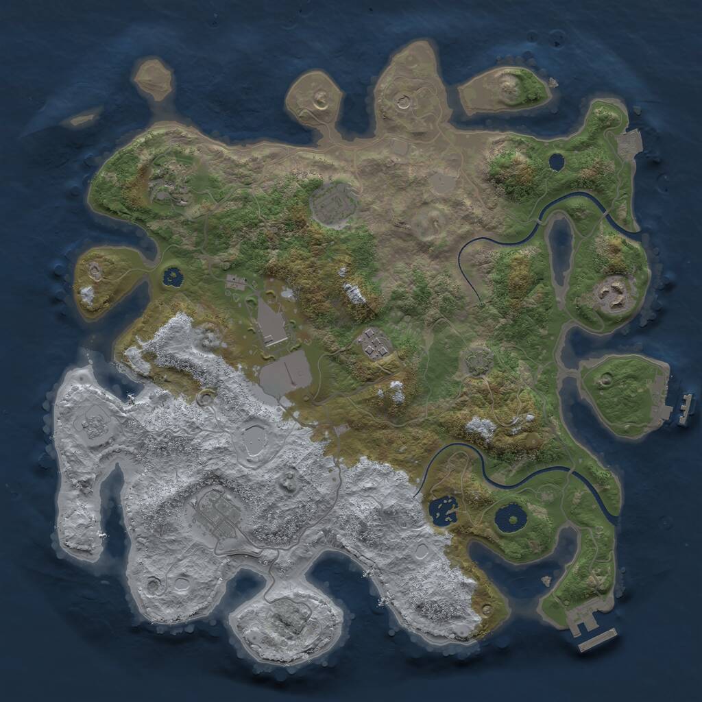 Rust Map: Procedural Map, Size: 3500, Seed: 1066288533, 13 Monuments
