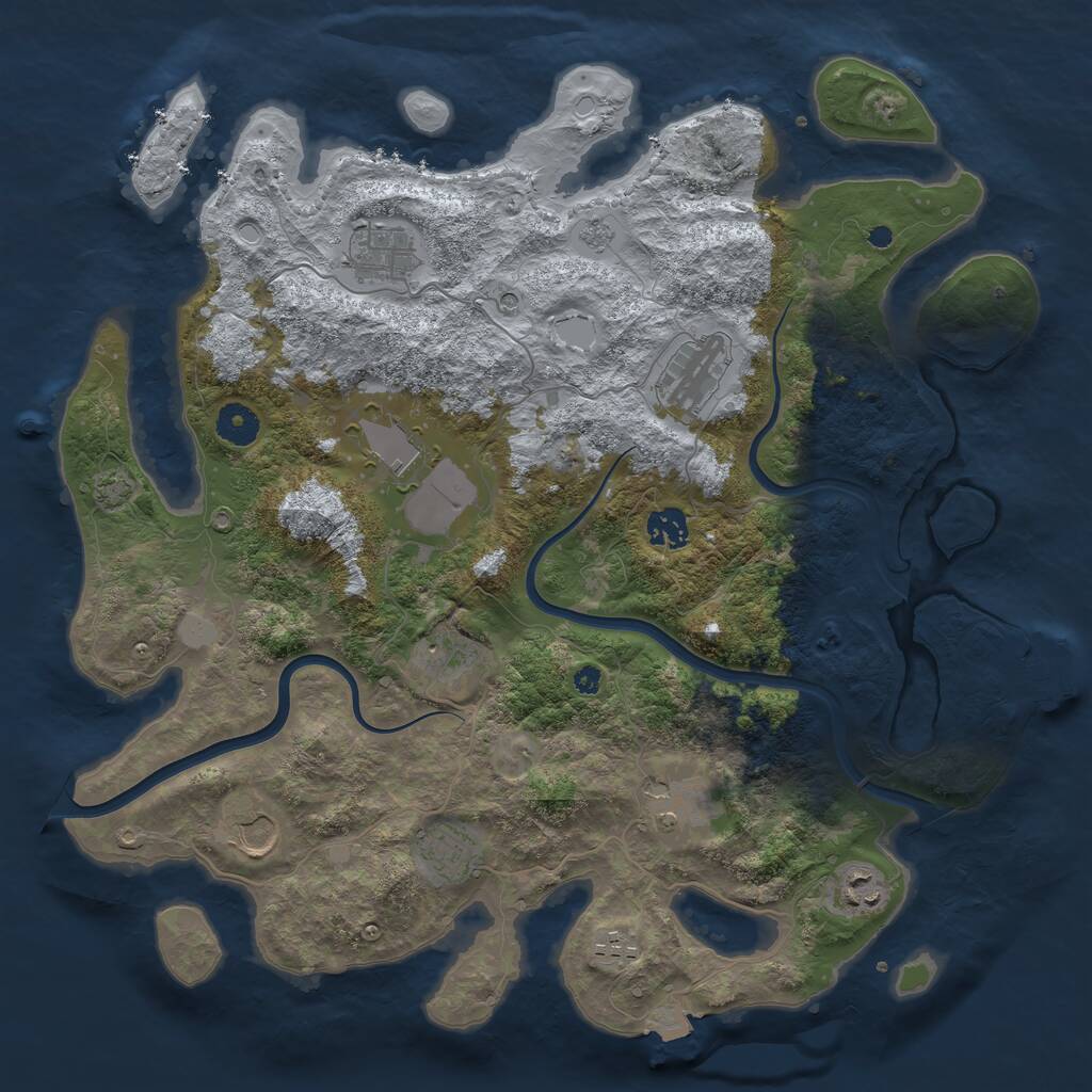 Rust Map: Procedural Map, Size: 3900, Seed: 85991337, 15 Monuments