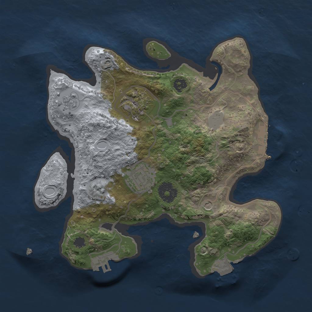 Rust Map: Procedural Map, Size: 2400, Seed: 21957620, 9 Monuments