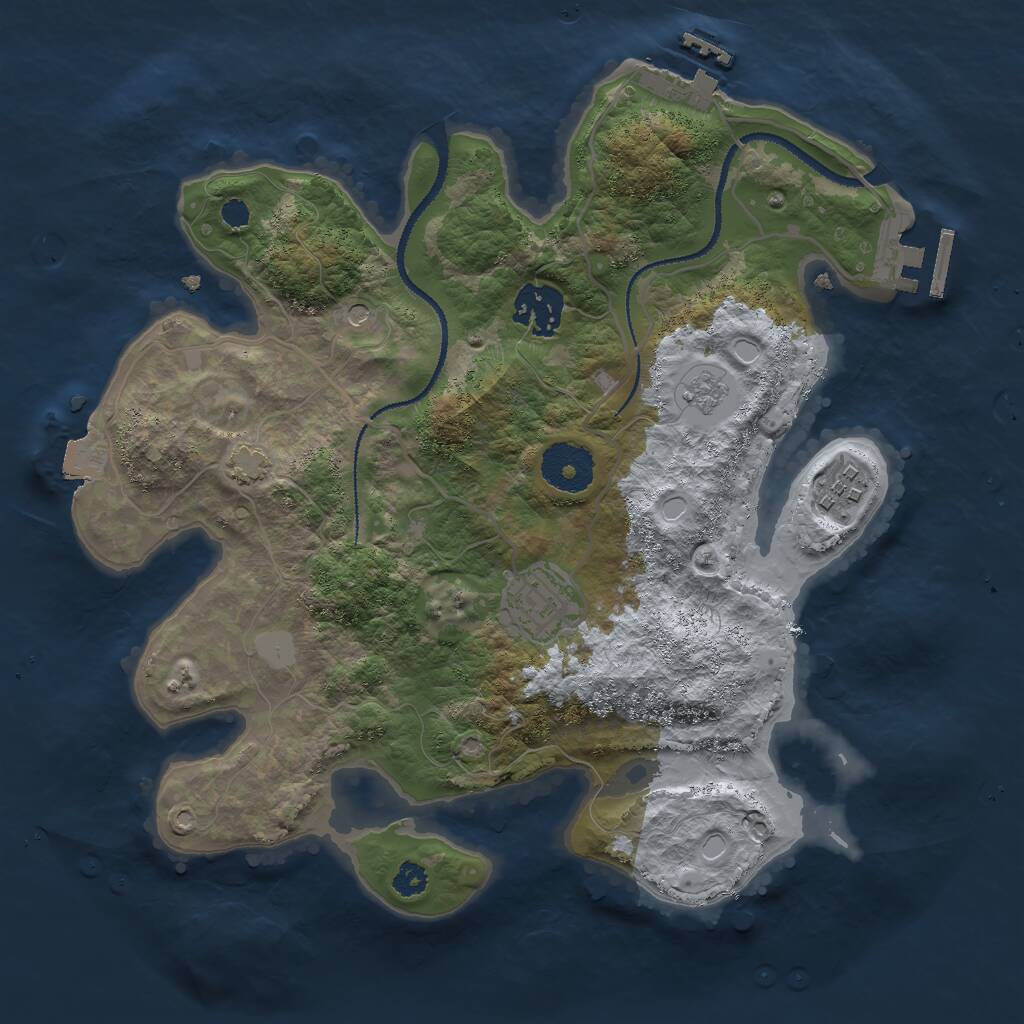 Rust Map: Procedural Map, Size: 3000, Seed: 61988, 9 Monuments