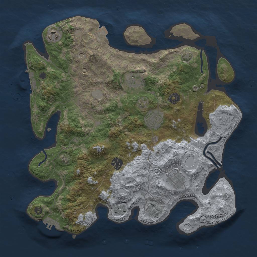 Rust Map: Procedural Map, Size: 3300, Seed: 2019211916, 14 Monuments