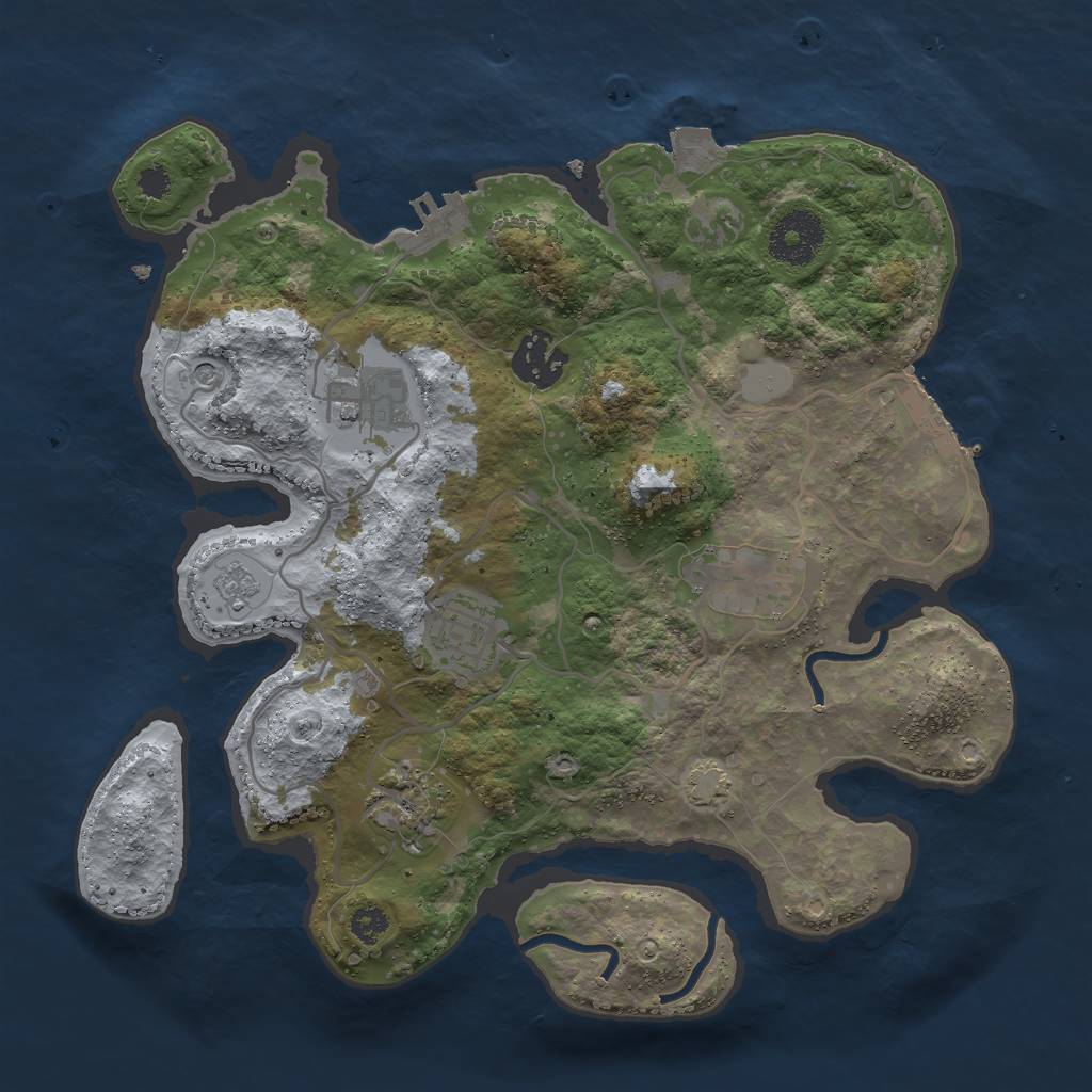 Rust Map: Procedural Map, Size: 3000, Seed: 1786655636, 13 Monuments