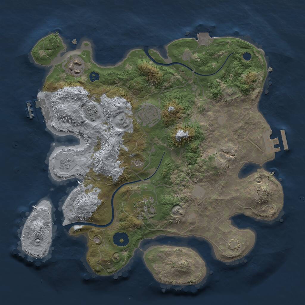 Rust Map: Procedural Map, Size: 3000, Seed: 1786655636, 10 Monuments