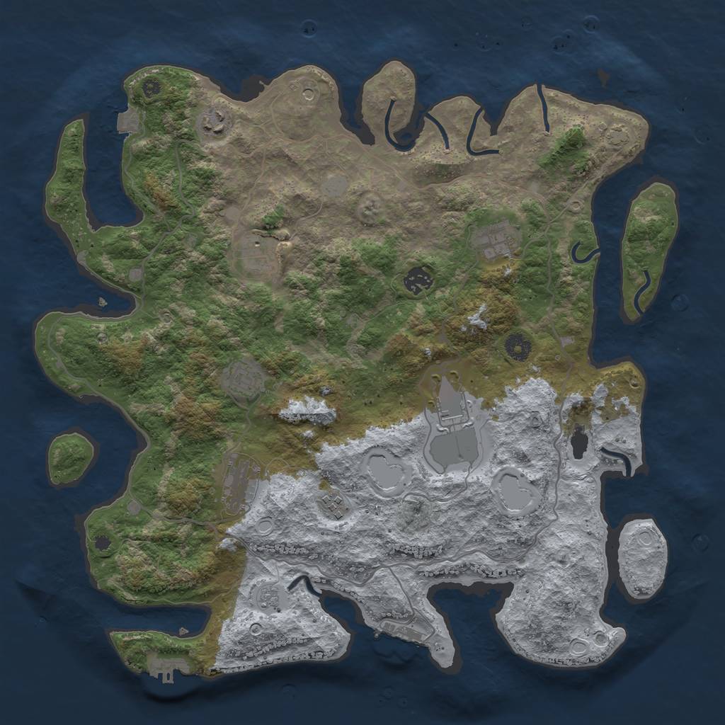 Rust Map: Procedural Map, Size: 4050, Seed: 1952152767, 16 Monuments