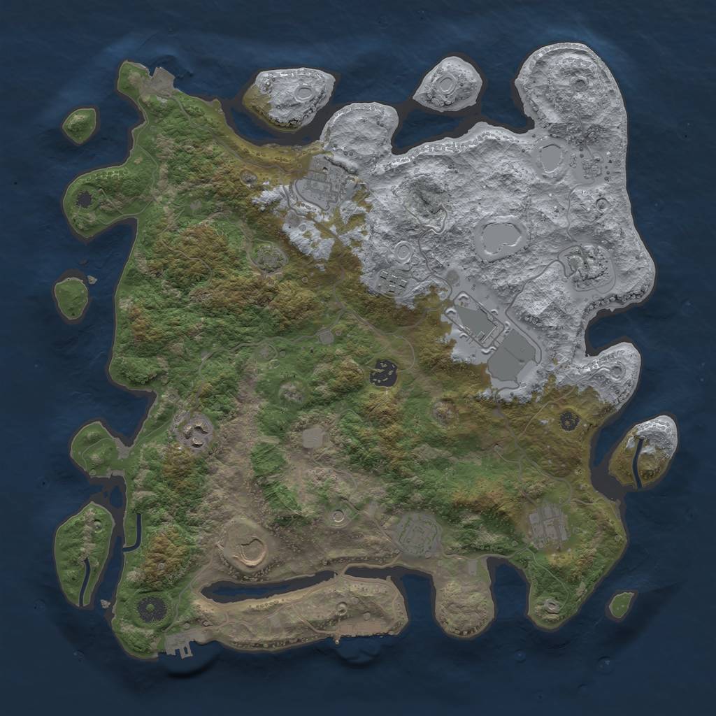 Rust Map: Procedural Map, Size: 3850, Seed: 41629580, 17 Monuments