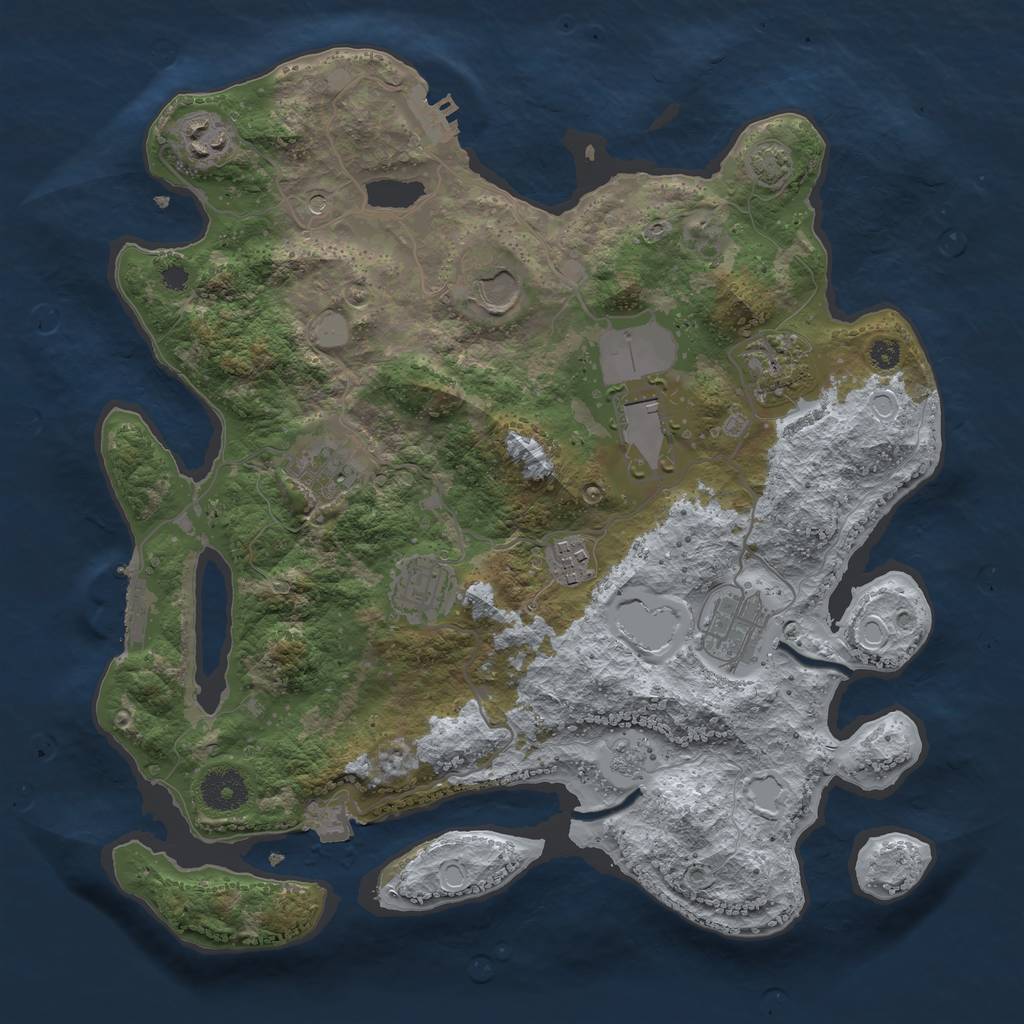 Rust Map: Procedural Map, Size: 3500, Seed: 617642038, 16 Monuments