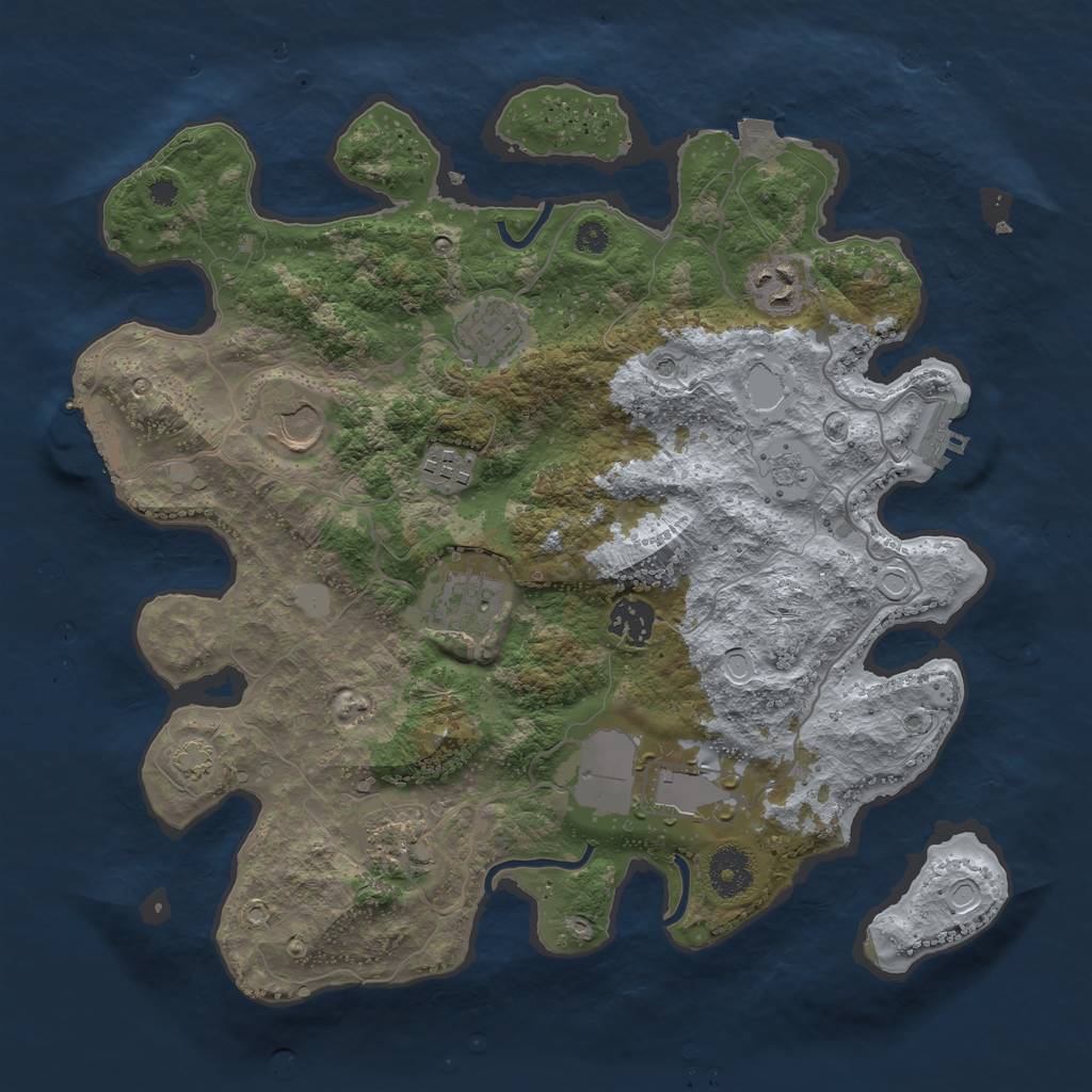 Rust Map: Procedural Map, Size: 3500, Seed: 223967221, 16 Monuments