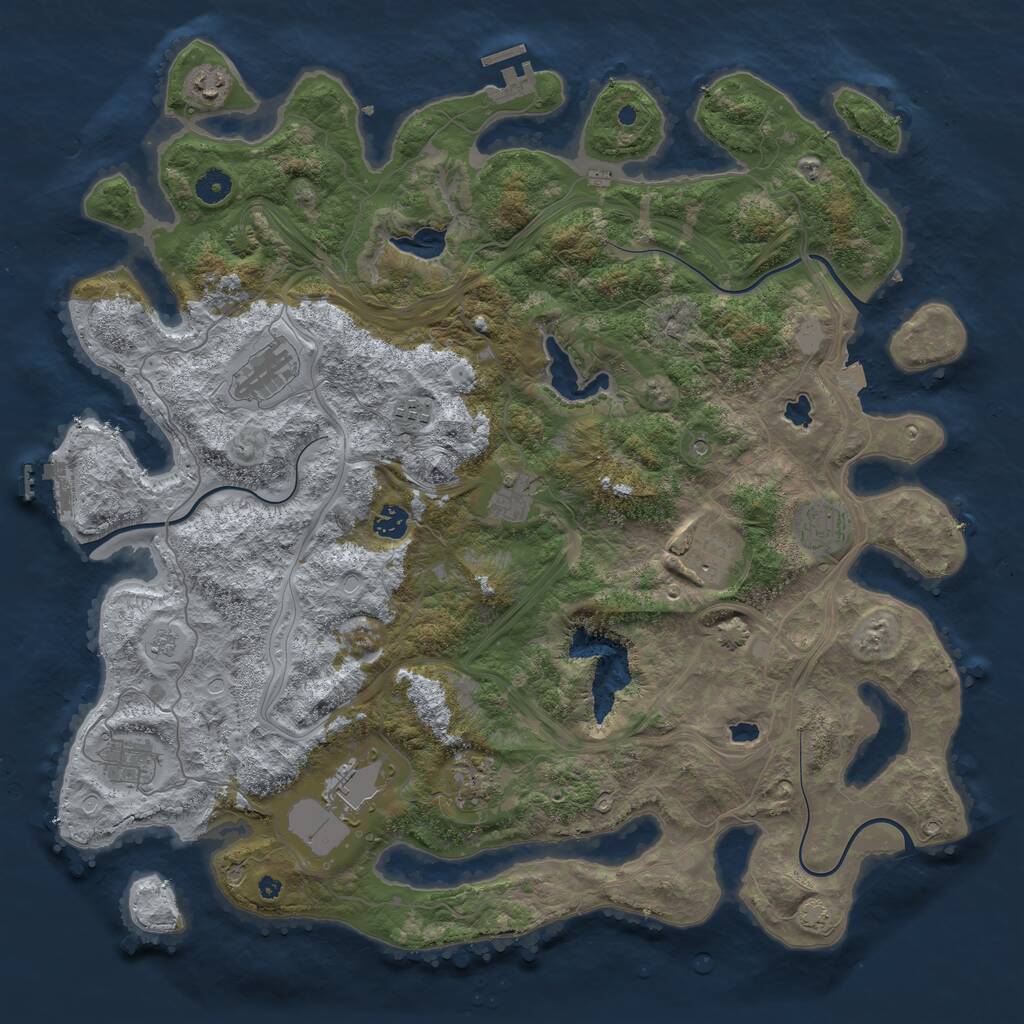 Rust Map: Procedural Map, Size: 4500, Seed: 9981, 16 Monuments