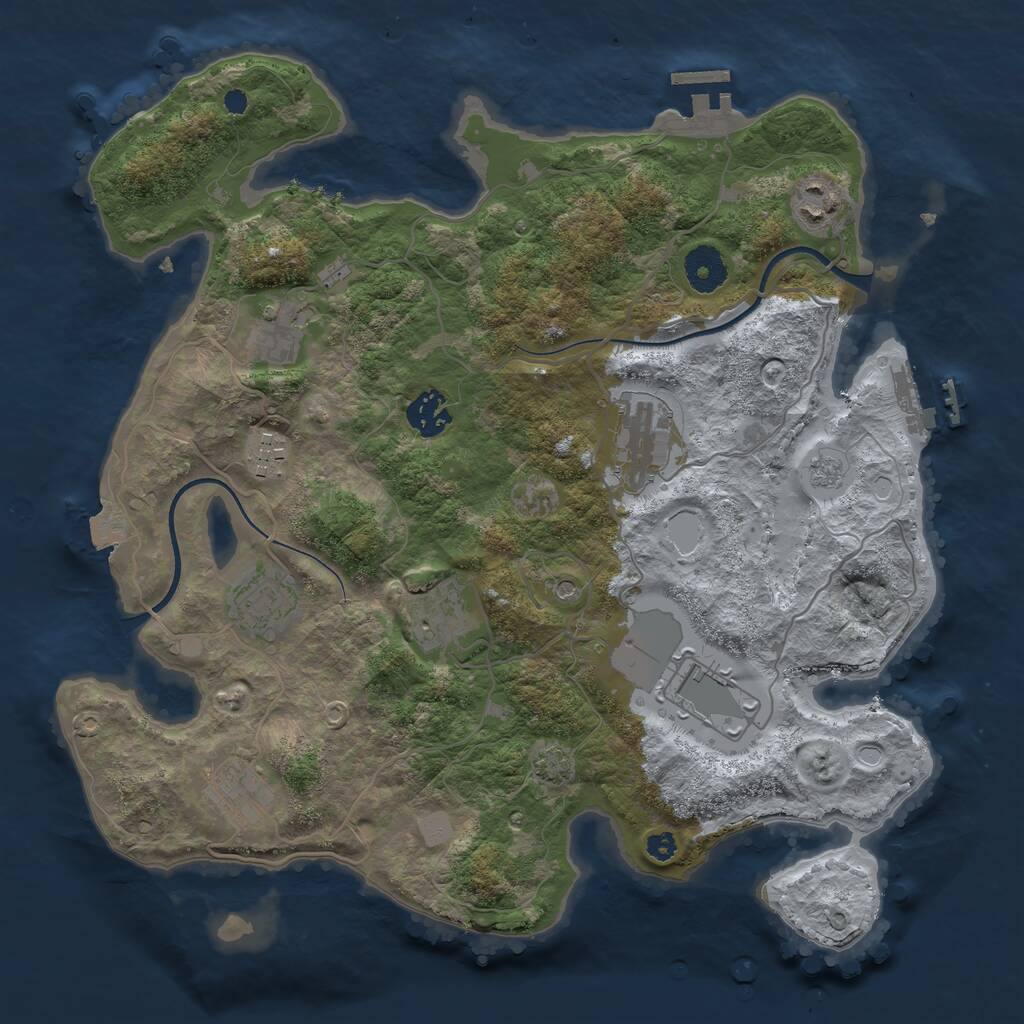 Rust Map: Procedural Map, Size: 3500, Seed: 623720669, 15 Monuments