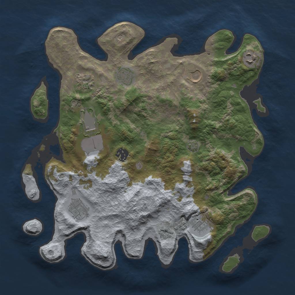 Rust Map: Barren, Size: 3500, Seed: 1793732051, 13 Monuments