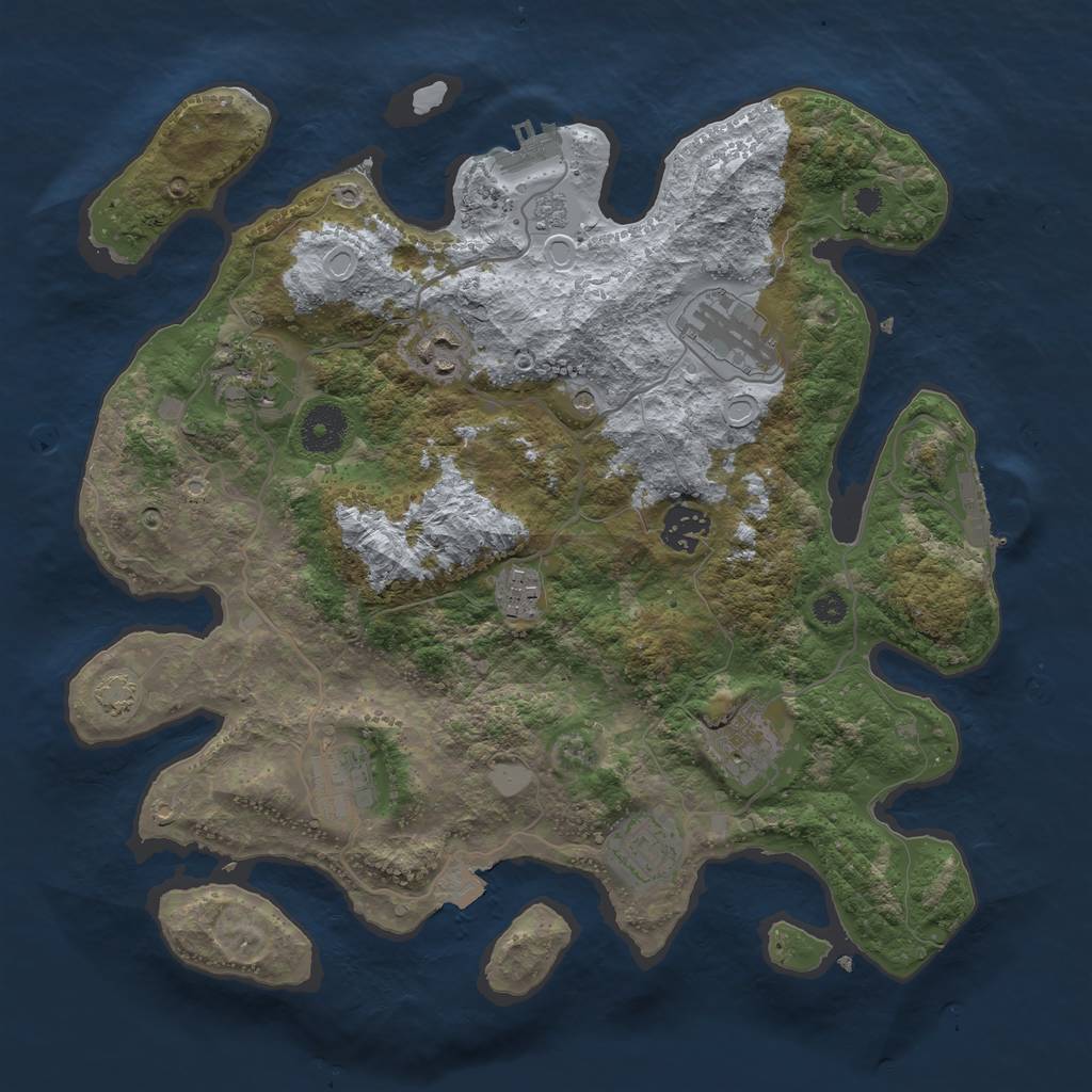 Rust Map: Procedural Map, Size: 3450, Seed: 21613496, 16 Monuments