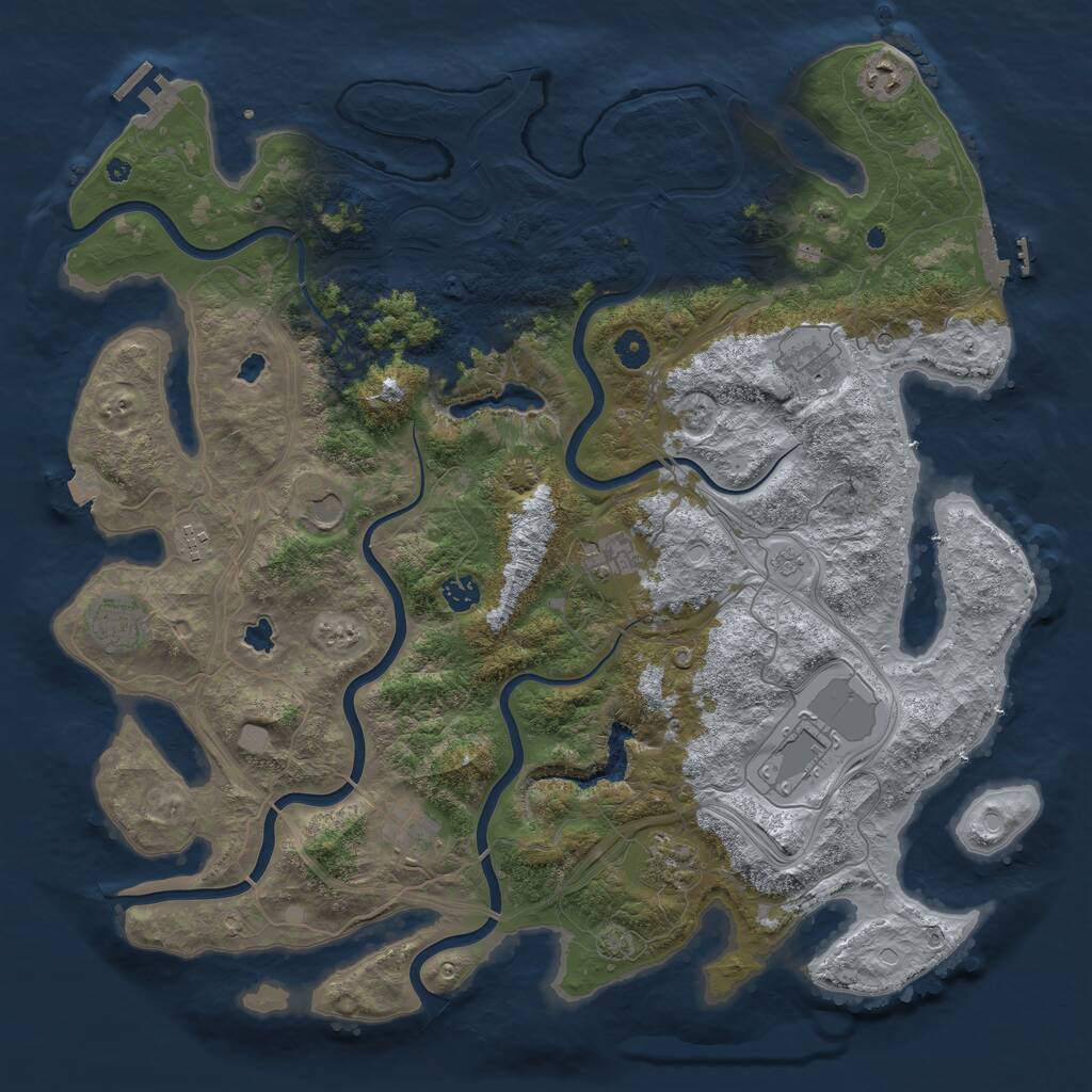 Rust Map: Procedural Map, Size: 4500, Seed: 489779402, 16 Monuments