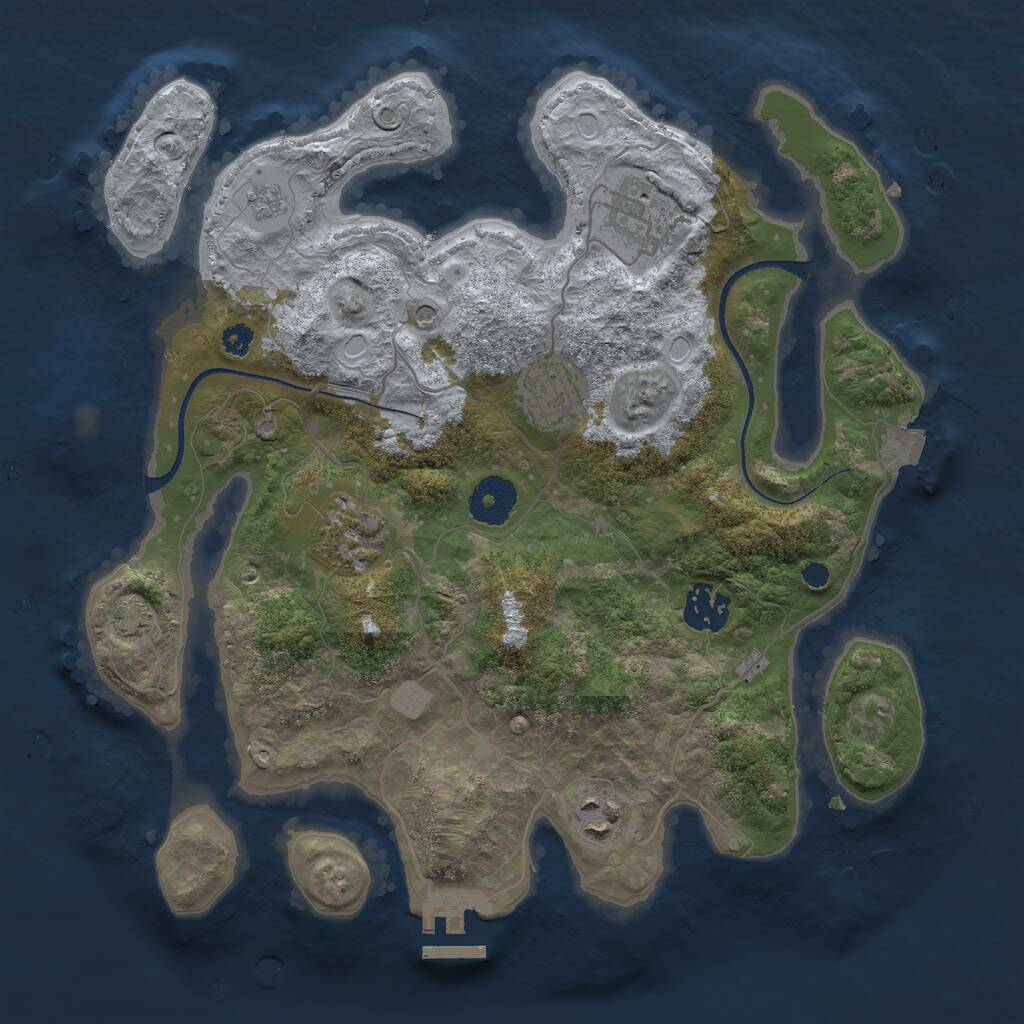 Rust Map: Procedural Map, Size: 3250, Seed: 1925401785, 10 Monuments