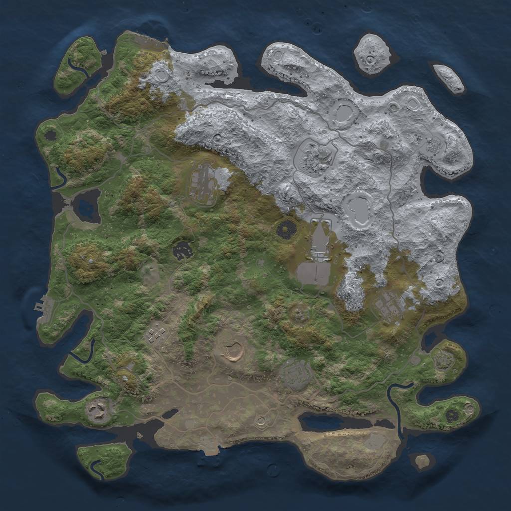Rust Map: Procedural Map, Size: 4000, Seed: 3432982, 17 Monuments