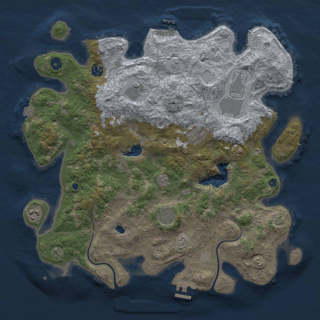 Rust Map: Procedural Map, Size: 4000, Seed: 1976684496, 13 Monuments