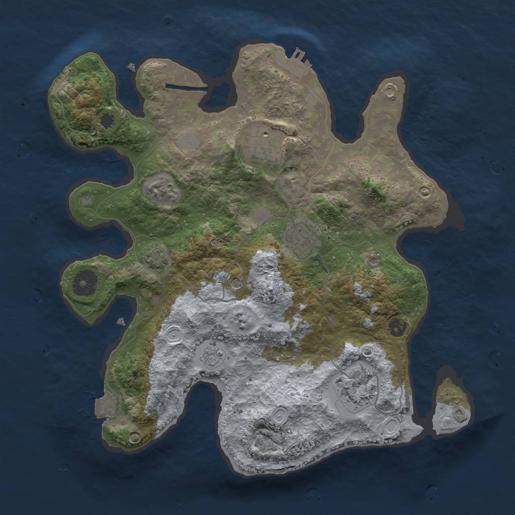 Rust Map: Procedural Map, Size: 3000, Seed: 21645, 10 Monuments