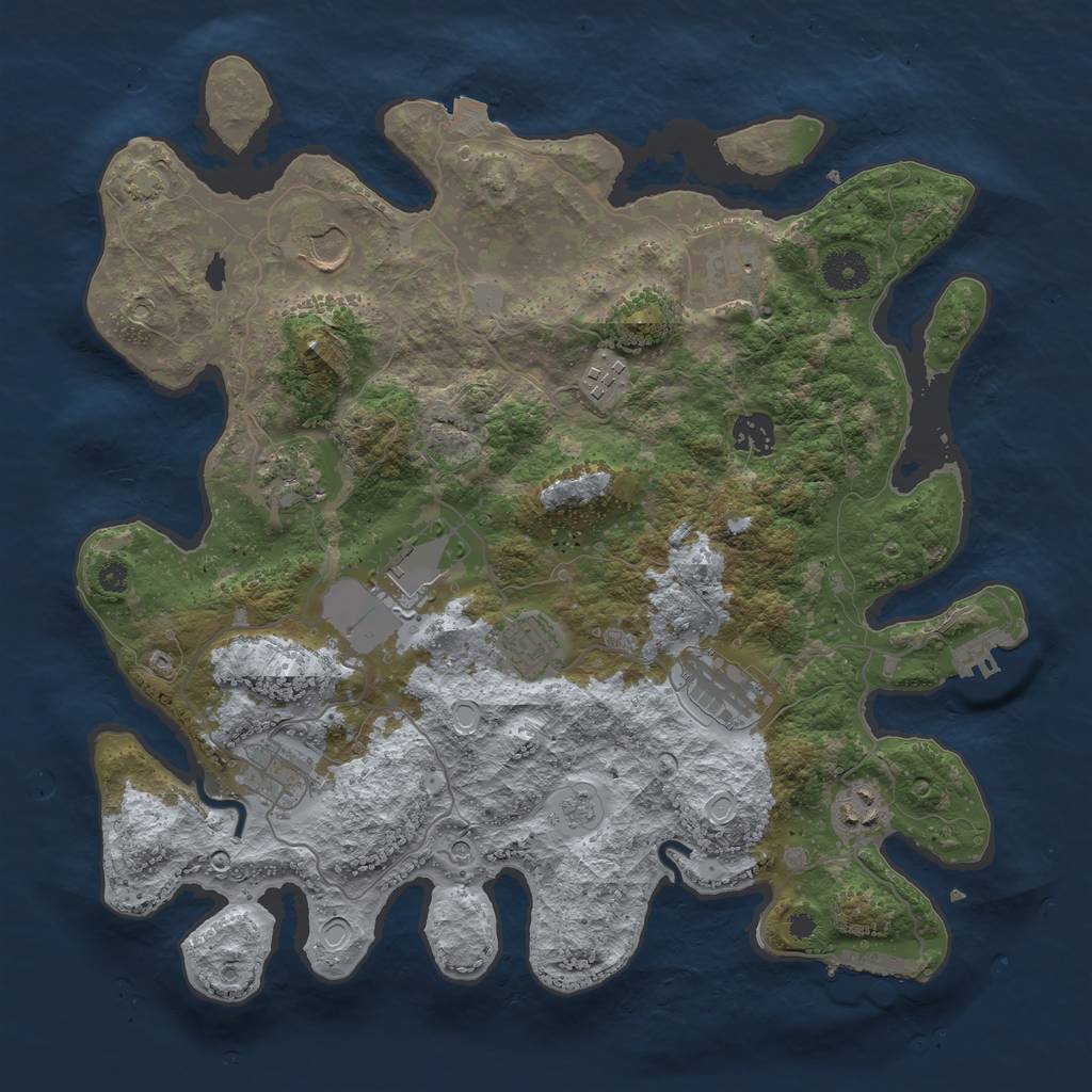 Rust Map: Procedural Map, Size: 3700, Seed: 34928830, 18 Monuments