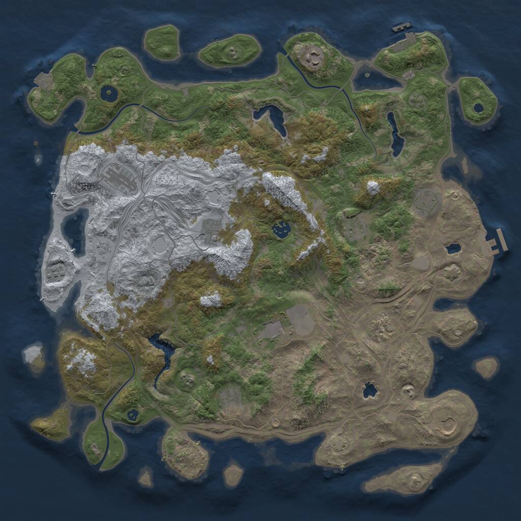 Rust Map: Procedural Map, Size: 4500, Seed: 1513432622, 17 Monuments