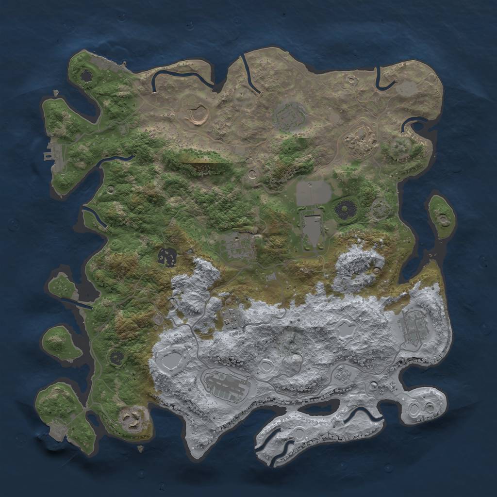 Rust Map: Procedural Map, Size: 3700, Seed: 2090708423, 18 Monuments