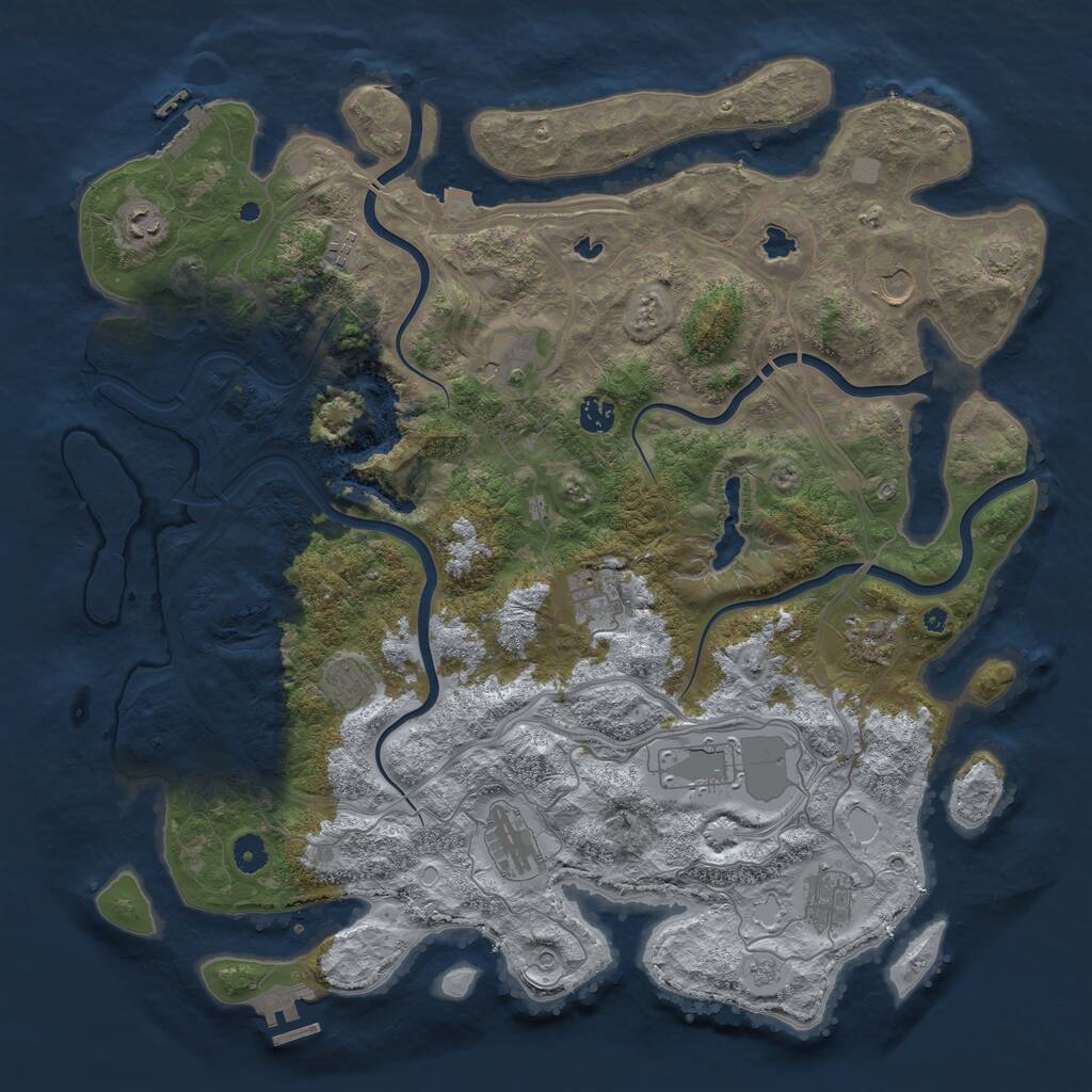 Rust Map: Procedural Map, Size: 4500, Seed: 876974460, 17 Monuments