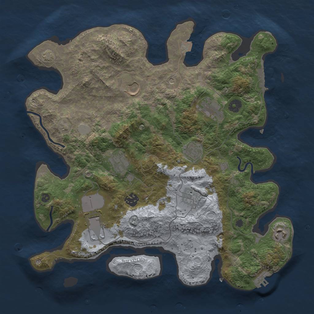 Rust Map: Procedural Map, Size: 3600, Seed: 8594, 16 Monuments