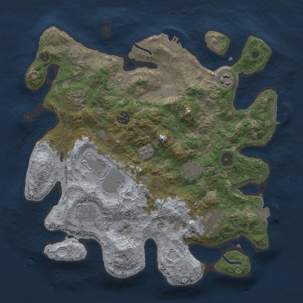 Rust Map: Procedural Map, Size: 3500, Seed: 843961733, 16 Monuments