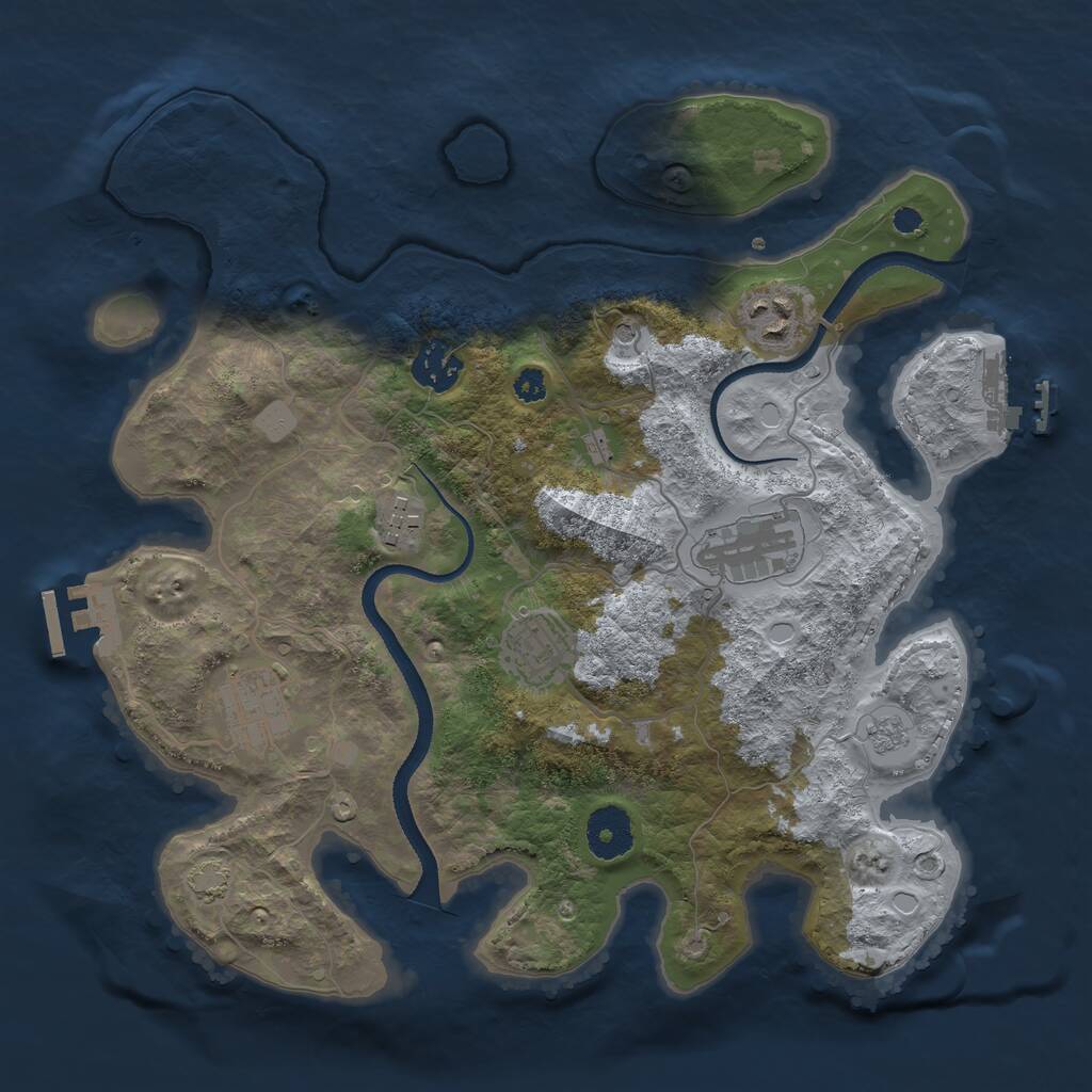 Rust Map: Procedural Map, Size: 3300, Seed: 635200776, 12 Monuments