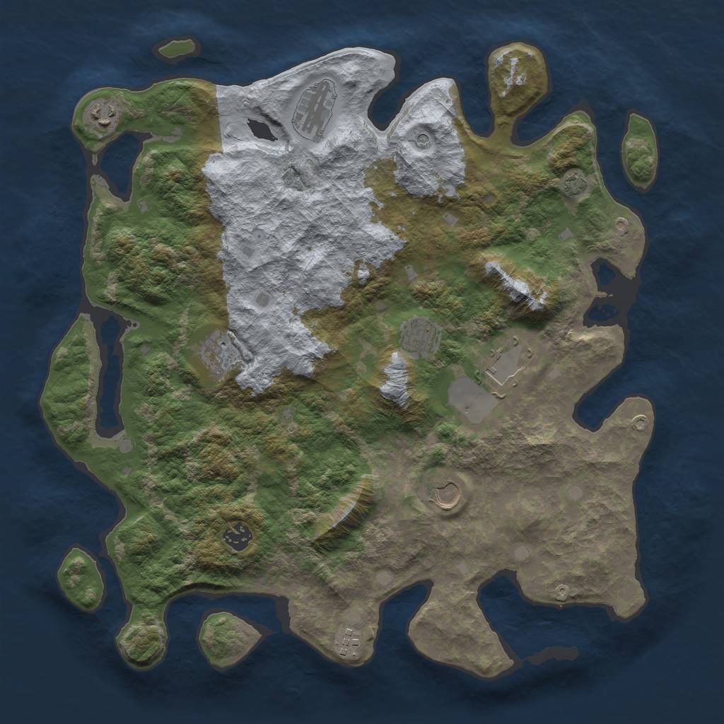 Rust Map: Barren, Size: 4000, Seed: 123456789, 12 Monuments