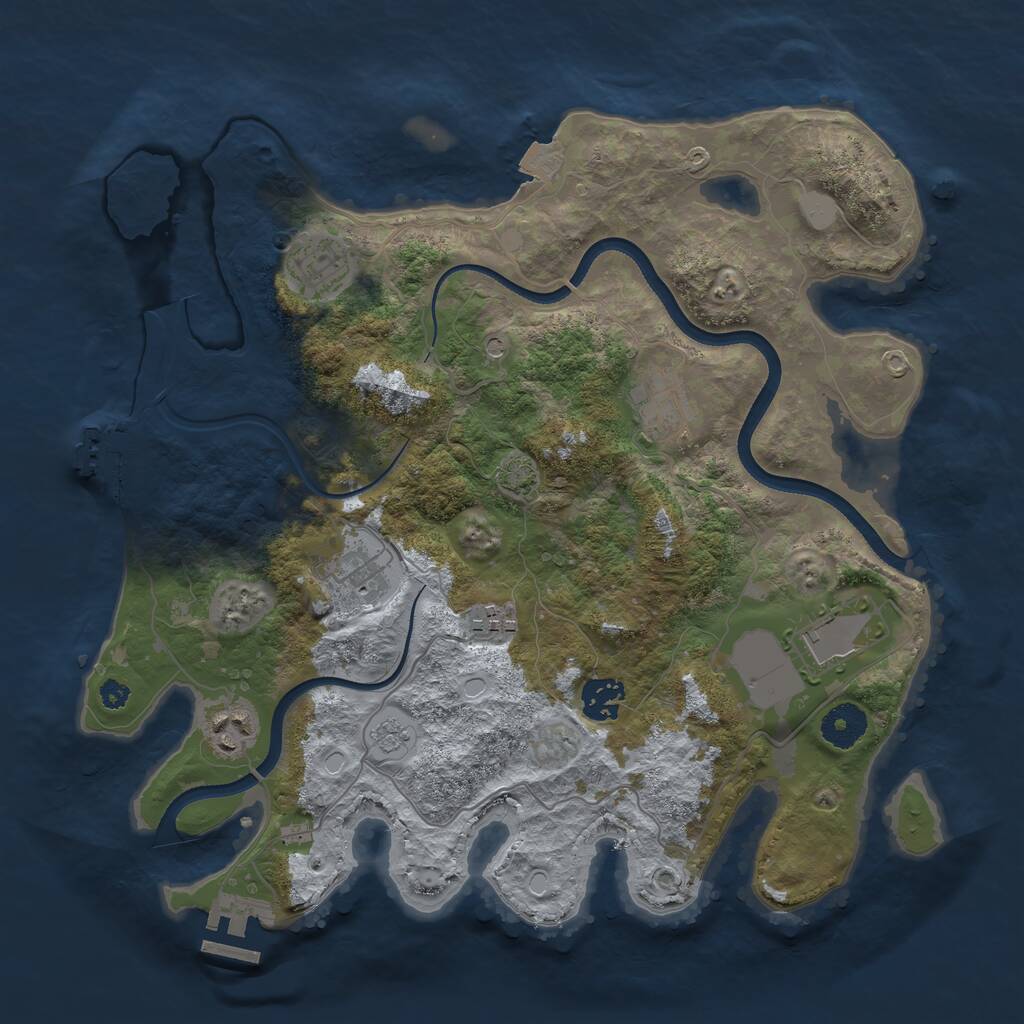 Rust Map: Procedural Map, Size: 3500, Seed: 114554734, 13 Monuments