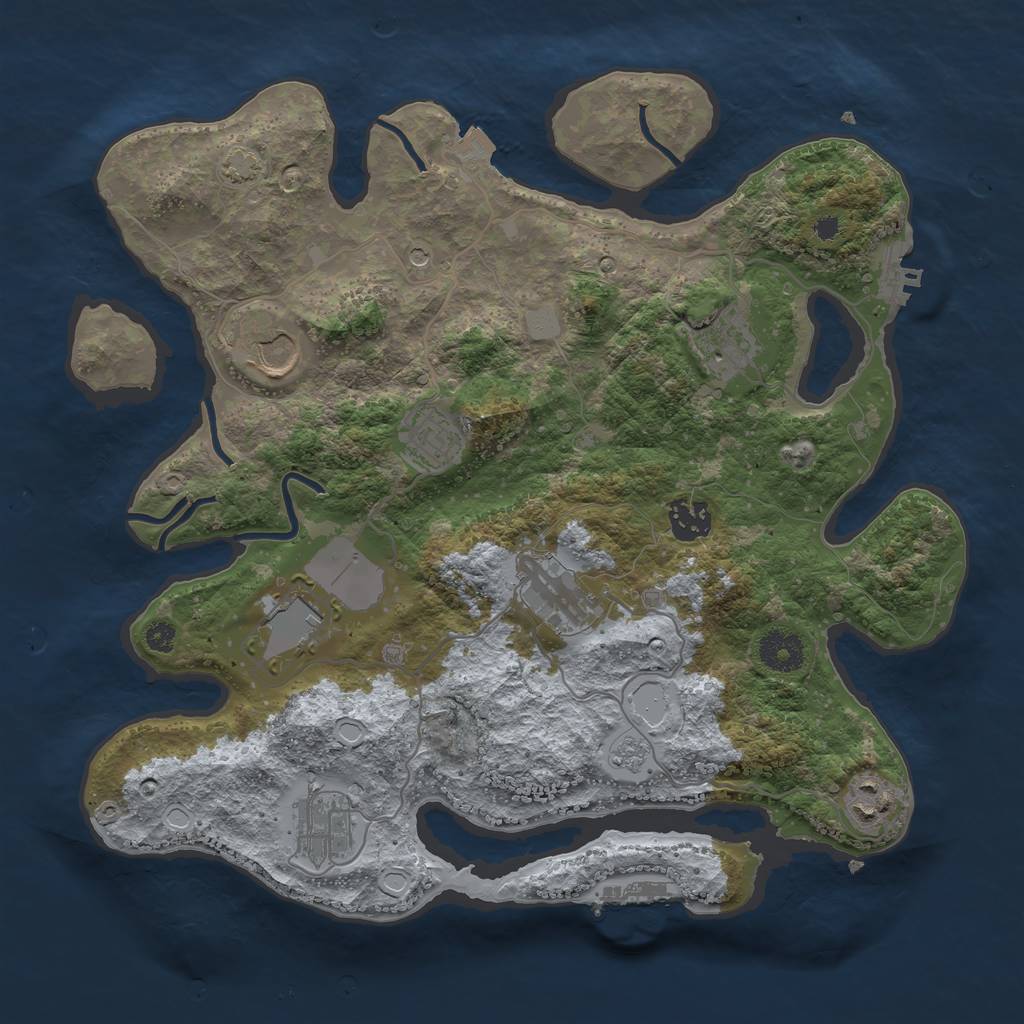 Rust Map: Procedural Map, Size: 3500, Seed: 1445639831, 16 Monuments