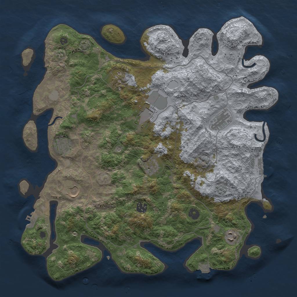 Rust Map: Procedural Map, Size: 4000, Seed: 2167, 17 Monuments