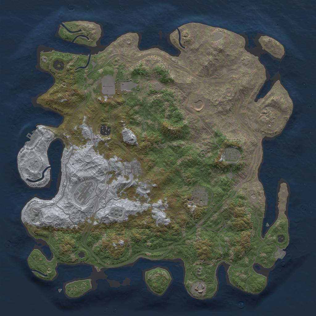 Rust Map: Procedural Map, Size: 4250, Seed: 834661007, 17 Monuments