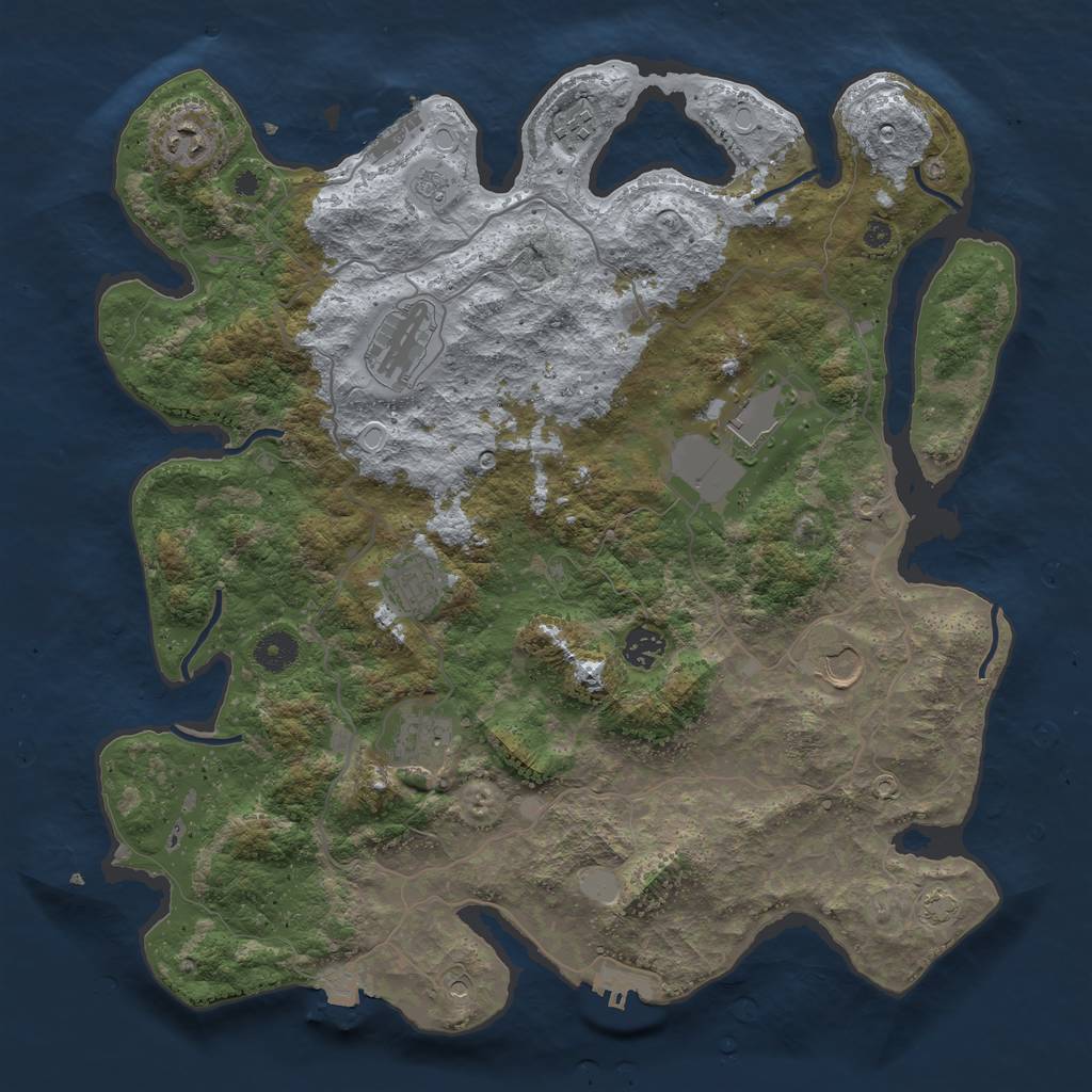 Rust Map: Procedural Map, Size: 4000, Seed: 1232354, 16 Monuments