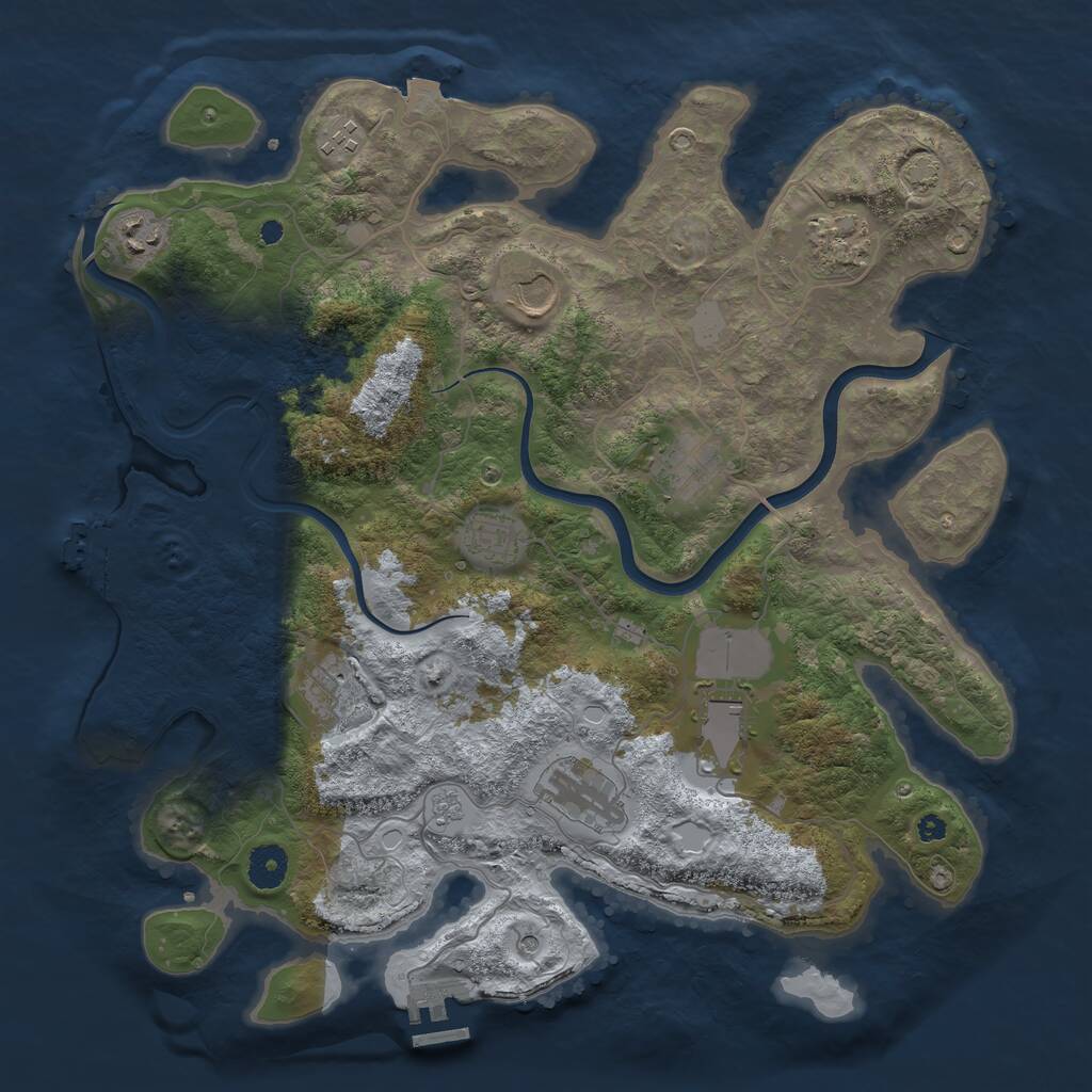 Rust Map: Procedural Map, Size: 3850, Seed: 445302540, 15 Monuments