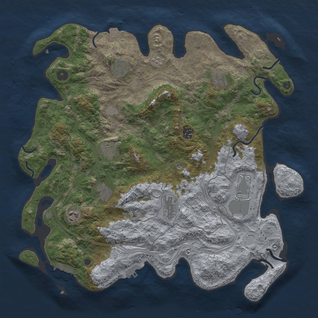 Rust Map: Procedural Map, Size: 4250, Seed: 1606997261, 17 Monuments