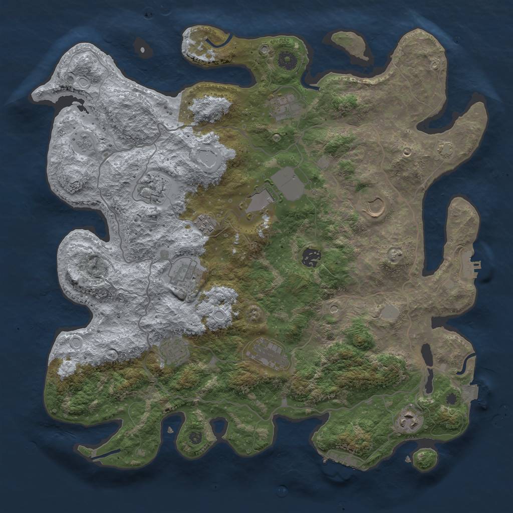 Rust Map: Procedural Map, Size: 4000, Seed: 2137278090, 18 Monuments