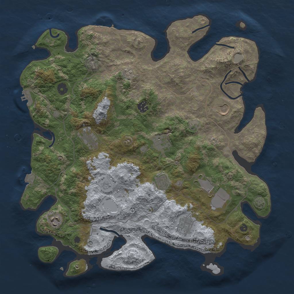 Rust Map: Procedural Map, Size: 4000, Seed: 445302540, 17 Monuments