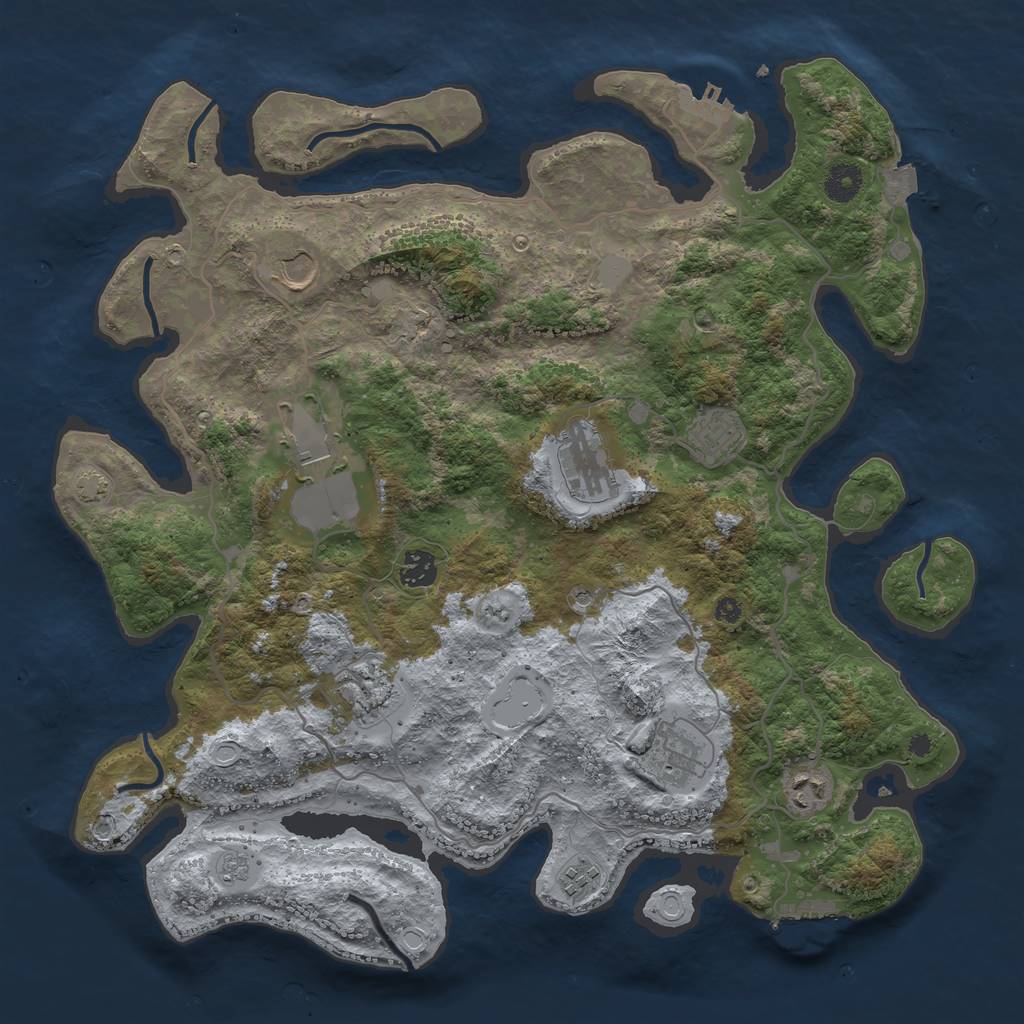 Rust Map: Procedural Map, Size: 4000, Seed: 391026990, 17 Monuments