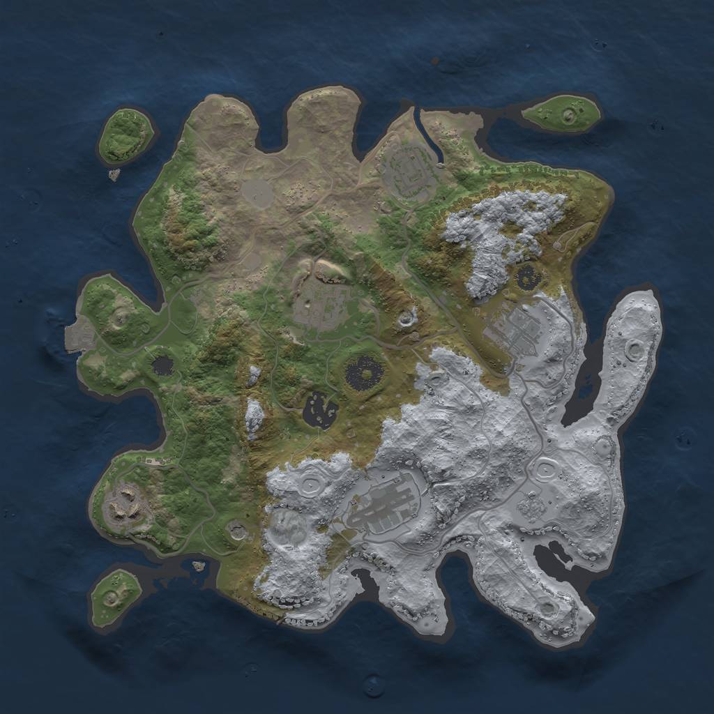 Rust Map: Procedural Map, Size: 3000, Seed: 1361276650, 11 Monuments